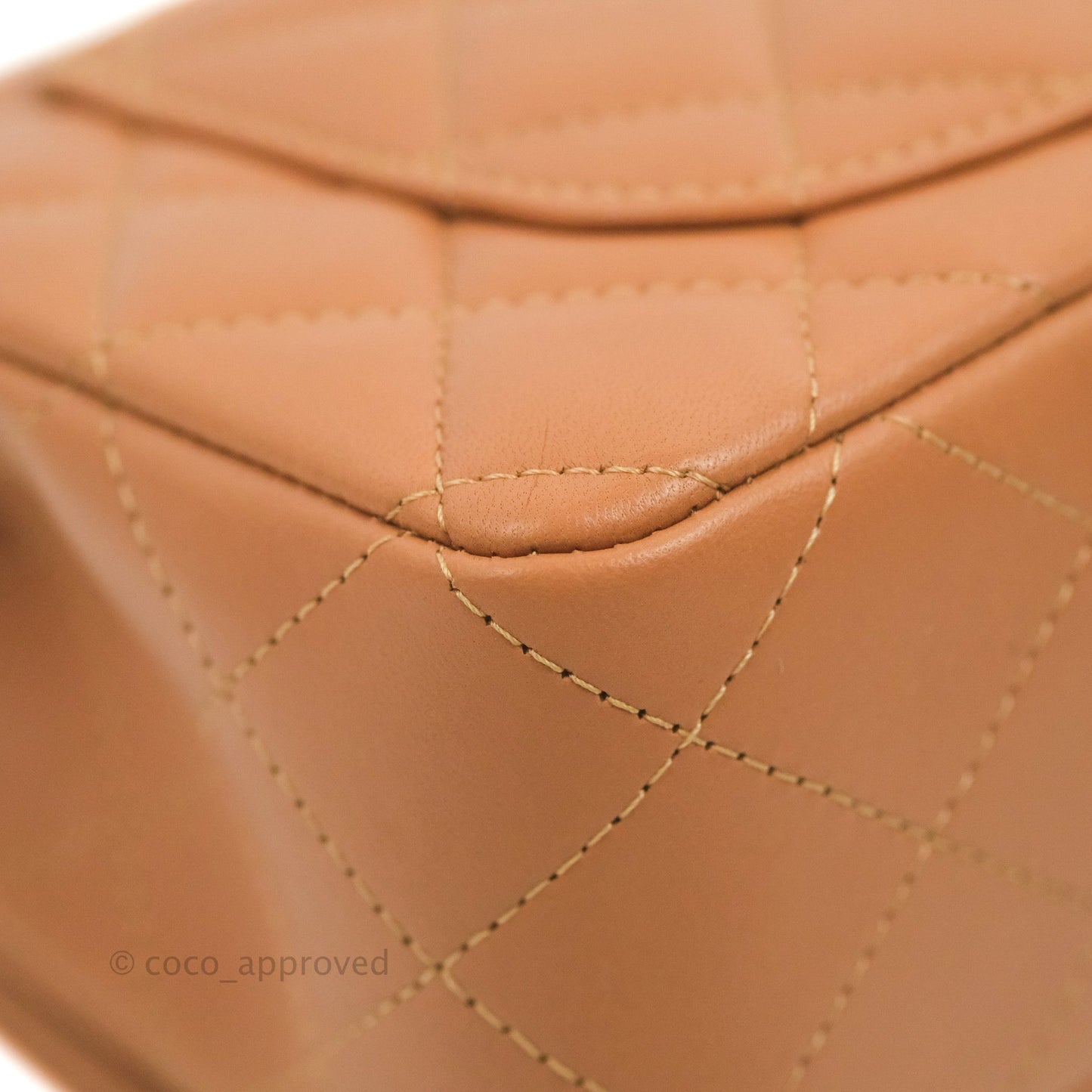 Chanel Quilted Mini Rectangular Flap Caramel Lambskin Gold Hardware 21P
