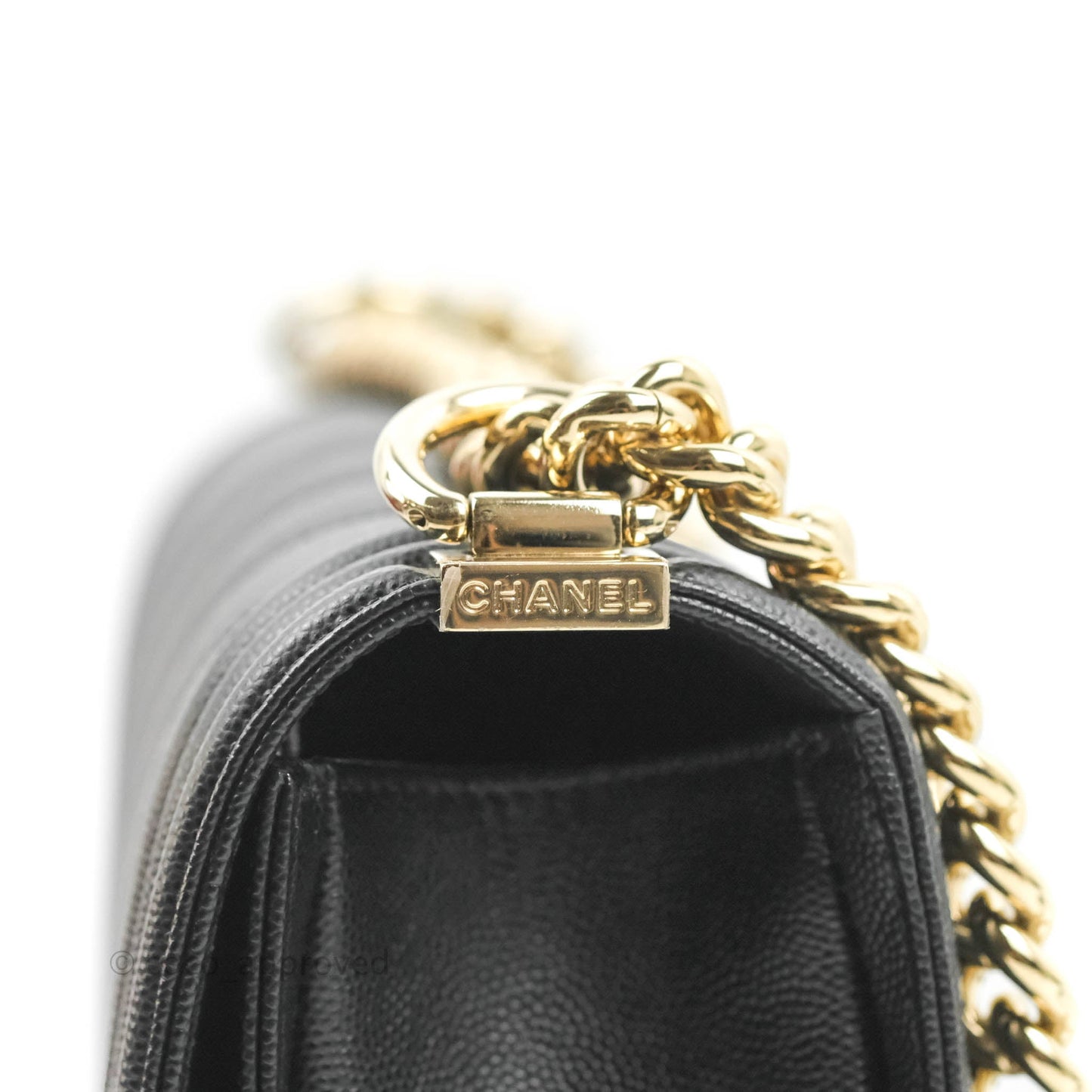 Chanel Chevron Medium Boy Black Caviar Gold Hardware
