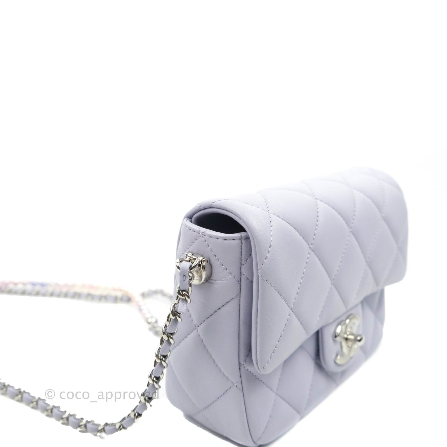 Chanel Quilted My Perfect Mini With Pearl Lilac Lambskin Silver Hardware