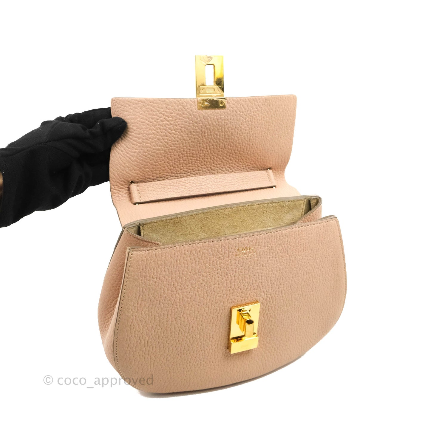 Chloe Drew Crossbody Bag Pink Grained Leather
