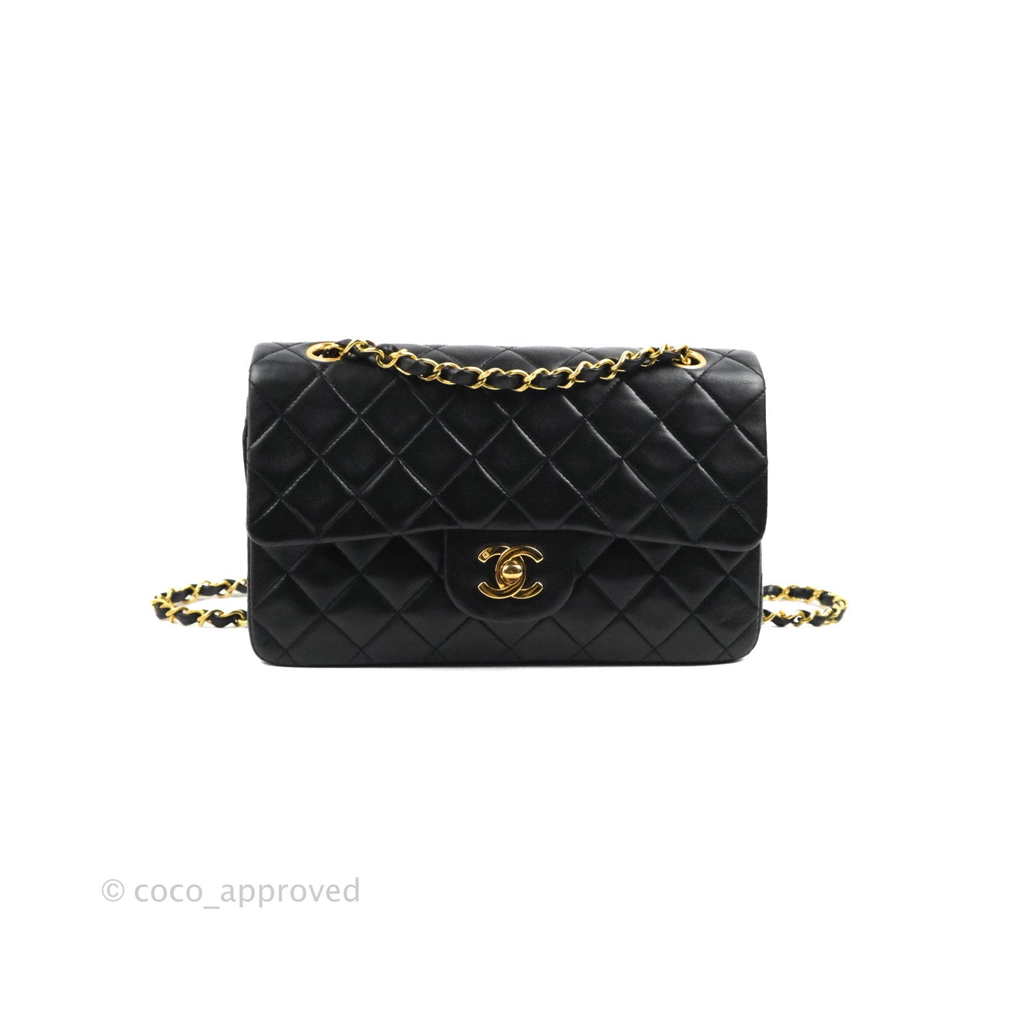 Chanel Vintage Classic Small S/M Flap Black Lambskin 24K Gold Hardware