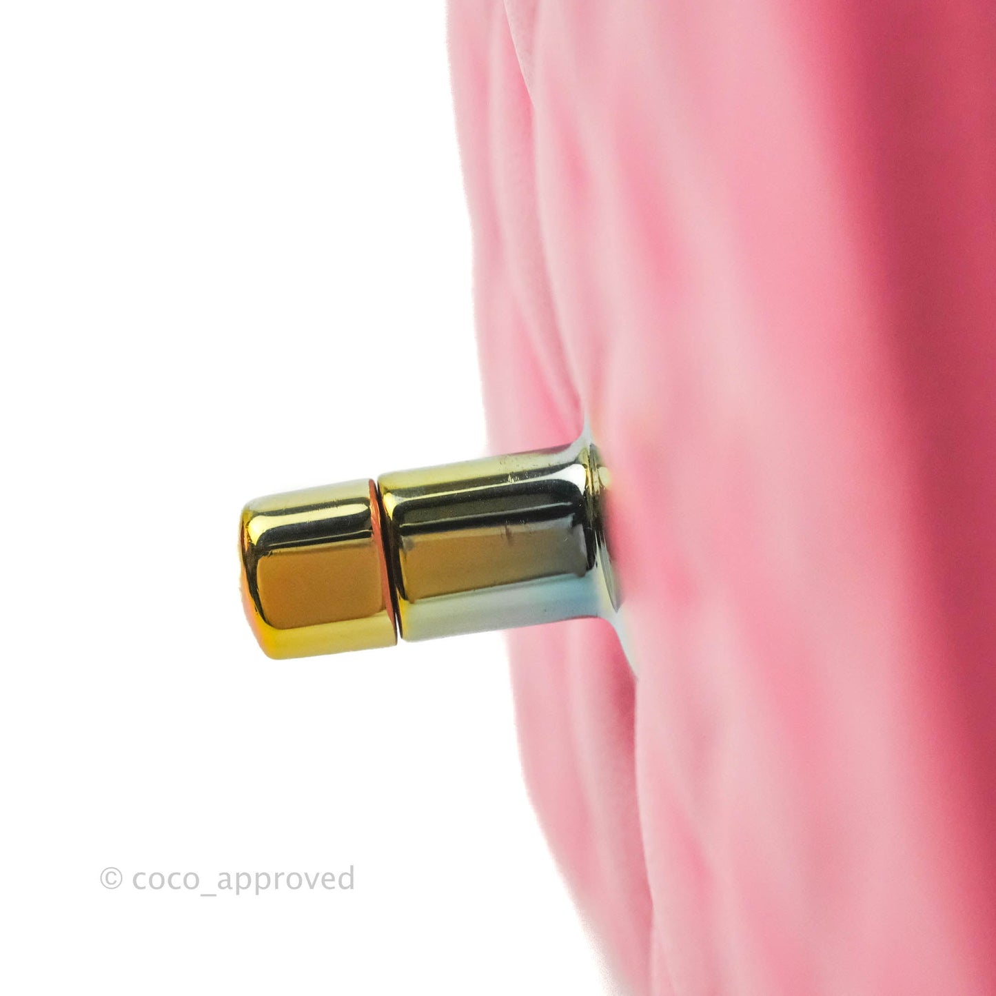 Chanel Mini Rectangular Pink Lambskin Rainbow Hardware
