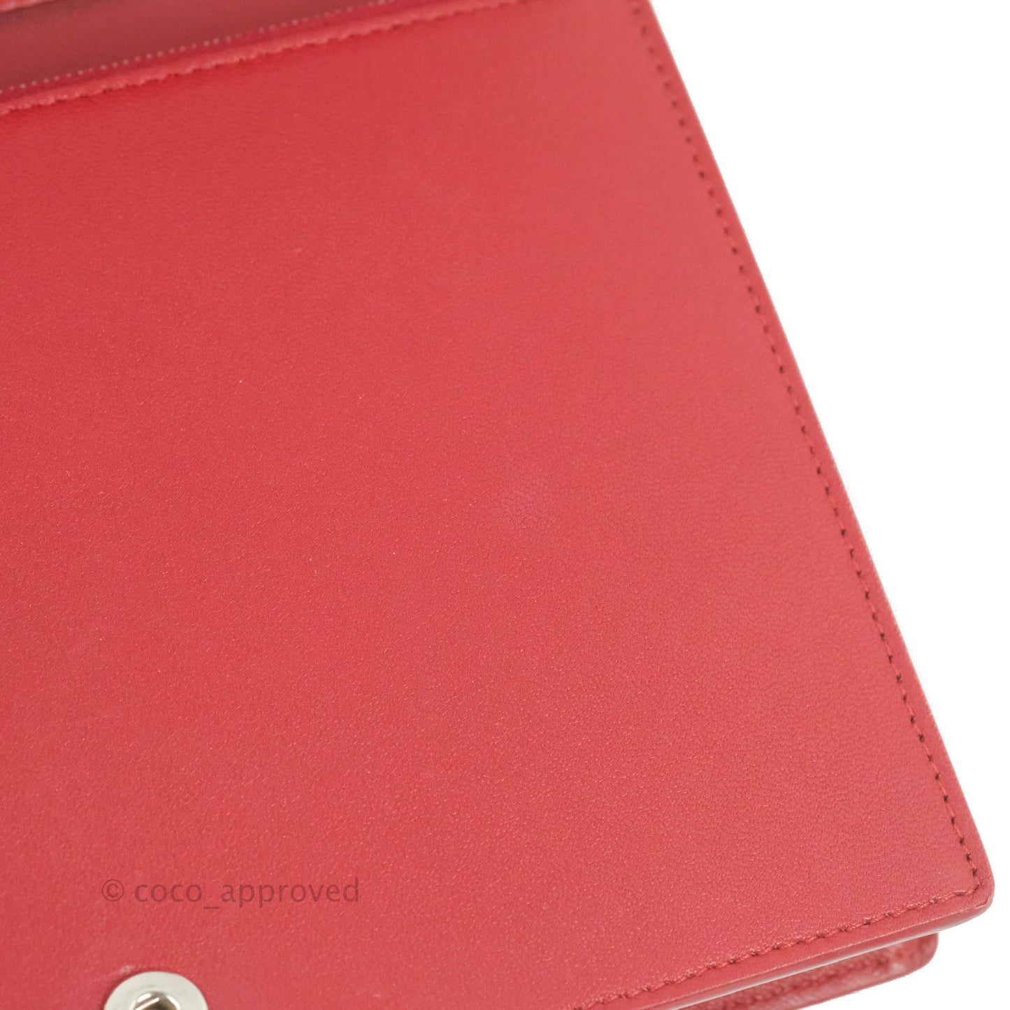Celine Frame Evening Clutch On Chain Red Pink Smooth Lambskin Silver Hardware