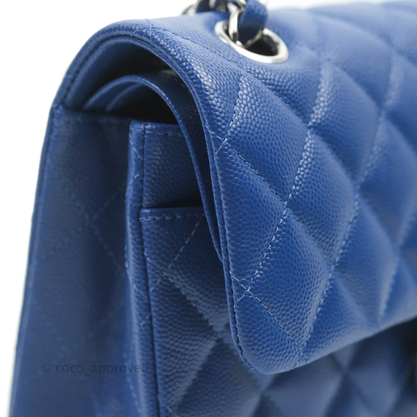 Chanel Small Classic Quilted Flap Blue Caviar Silver Hardware