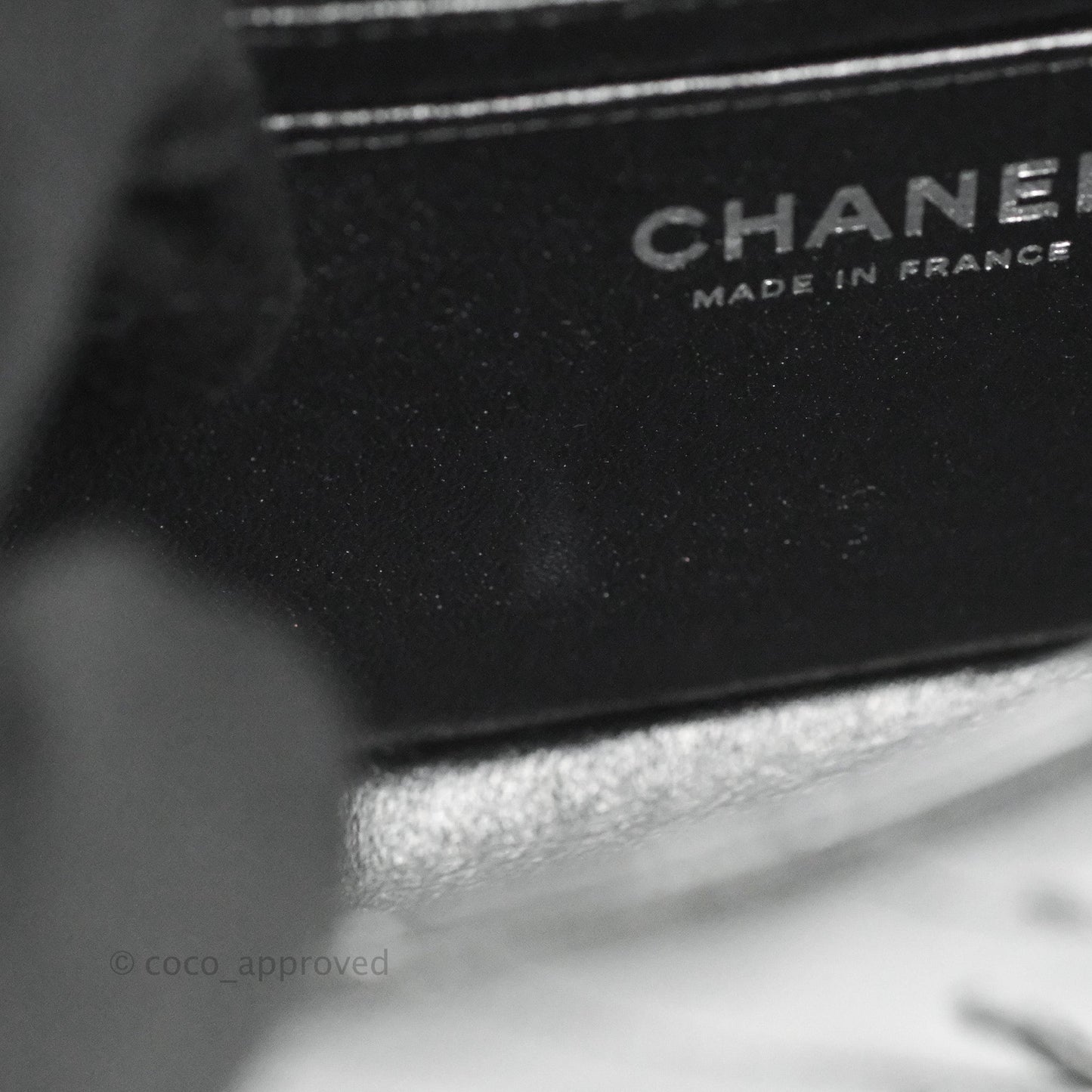 Chanel Mini Rectangular Flap Chevron Black Crumpled Metallic Patent So Black