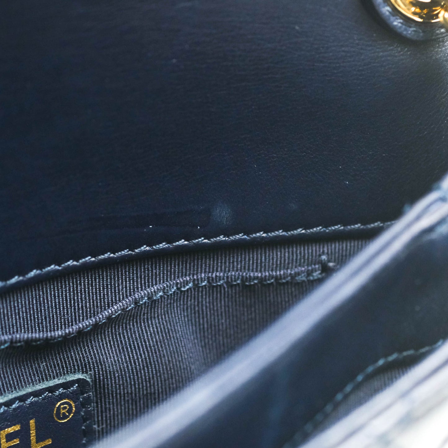 Chanel Flat Flap Bag With Chain Navy Calfskin Gold Hardware