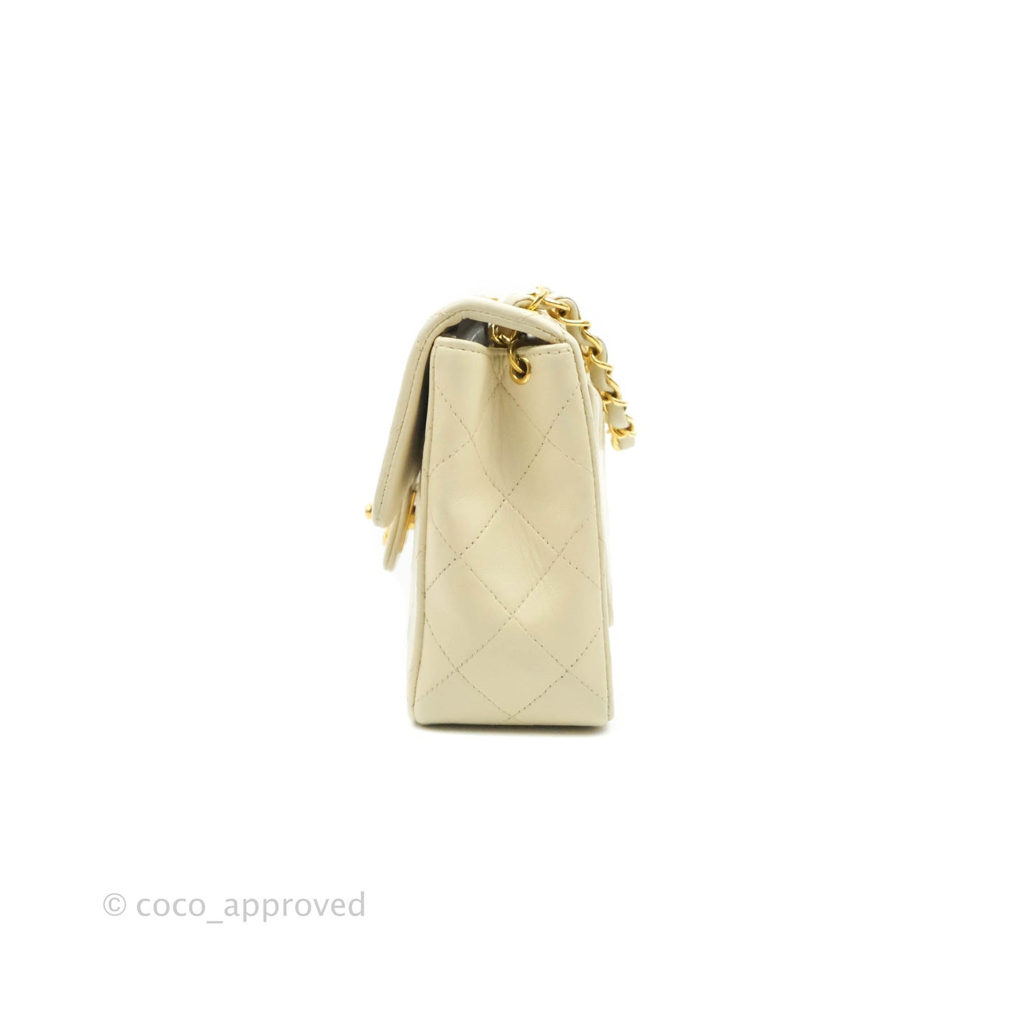 Chanel Vintage Mini Square Beige Lambskin 24K Gold Hardware