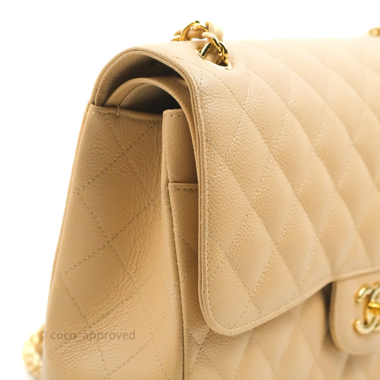 Chanel Jumbo Double Flap Beige Caviar Gold Hardware⁣⁣