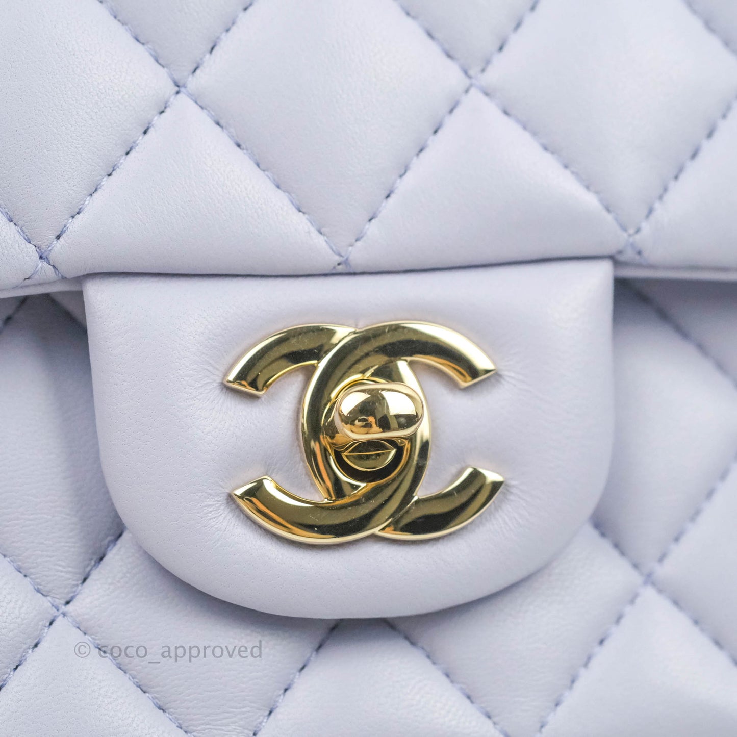 Chanel Top Handle Mini Rectangular Flap Bag Lilac Lambskin Aged Gold Hardware 21K
