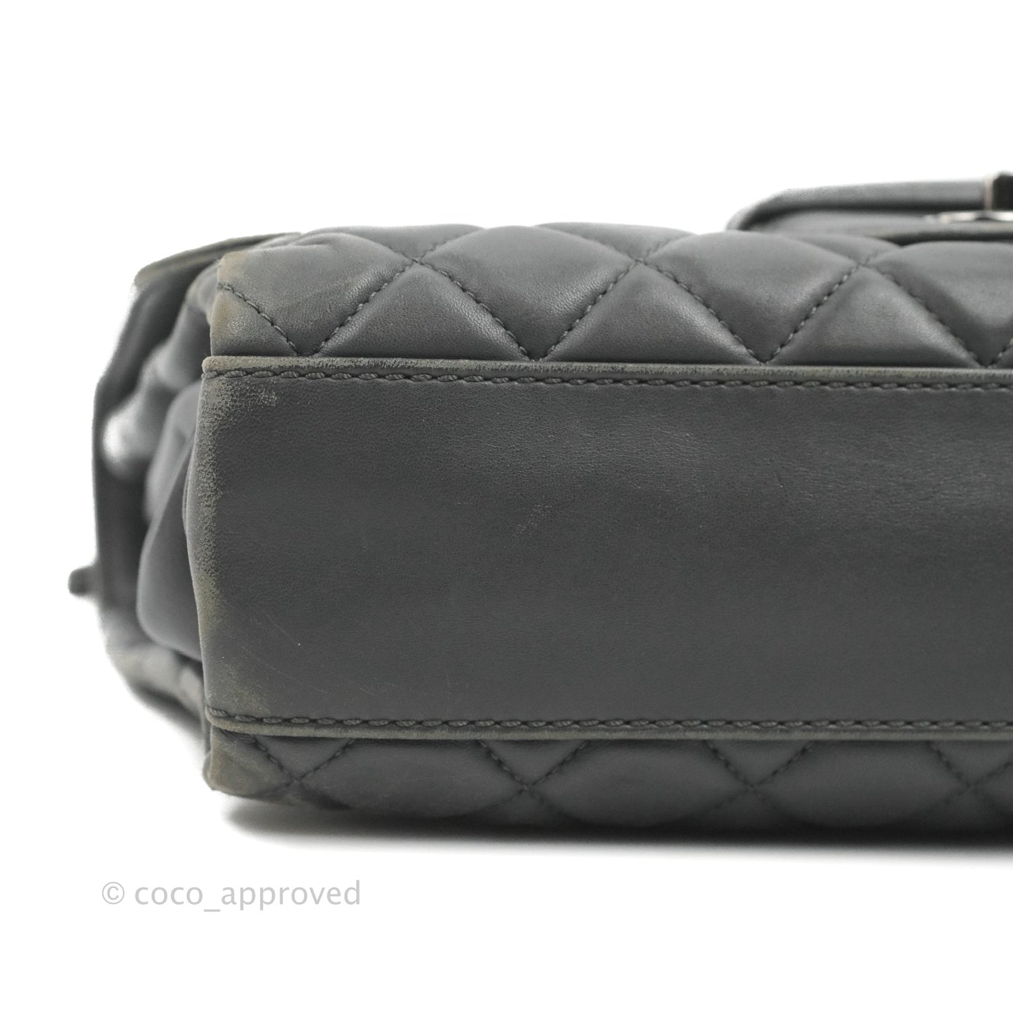 Chanel Quilted Jumbo Coco Loop Flap Dark Grey Lambskin Silver Hardware