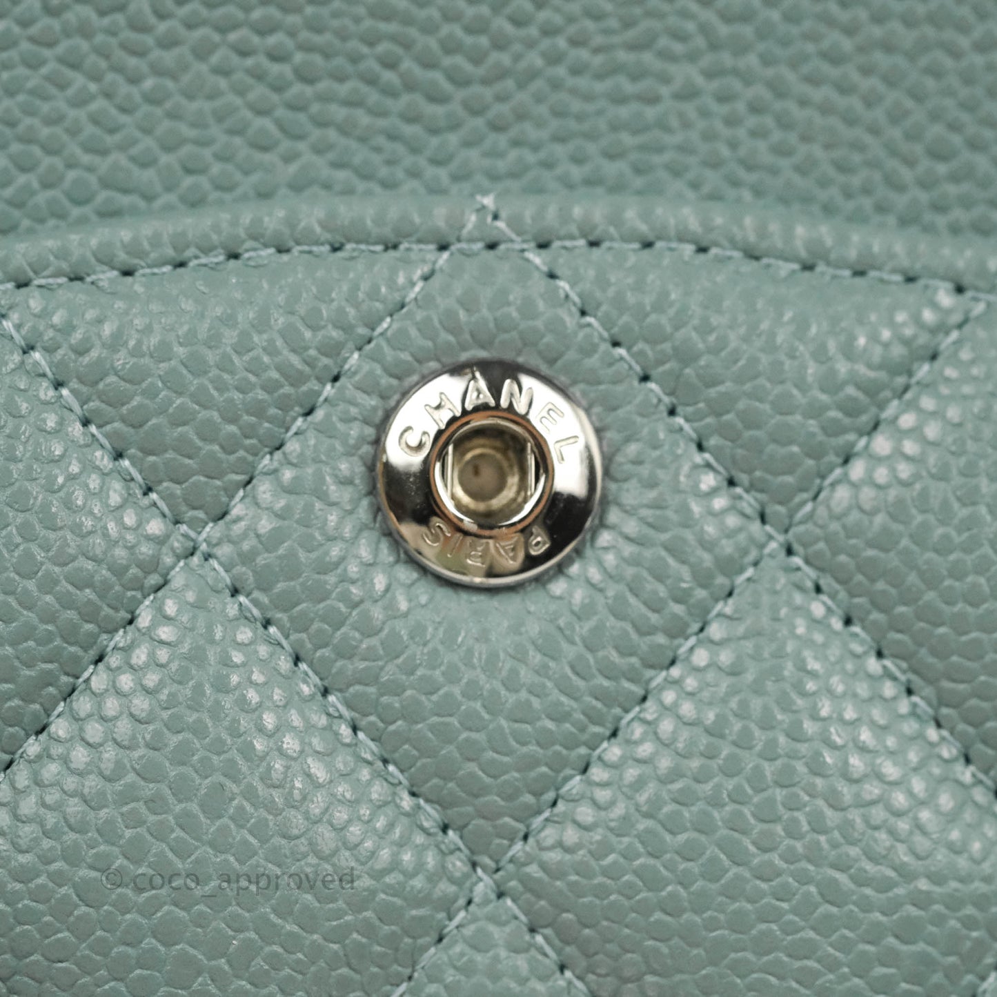 Chanel Small Classic Quilted Flap Light Blue Caviar Silver Hardware 20B