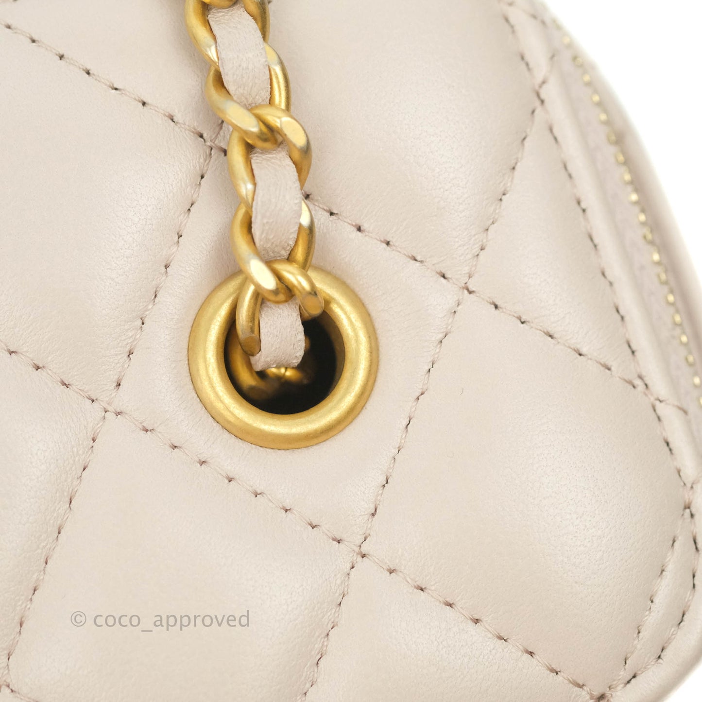 Chanel Vanity with Pearl Crush Chain Pale Lilac Pink Lambskin Aged Gold Hardware