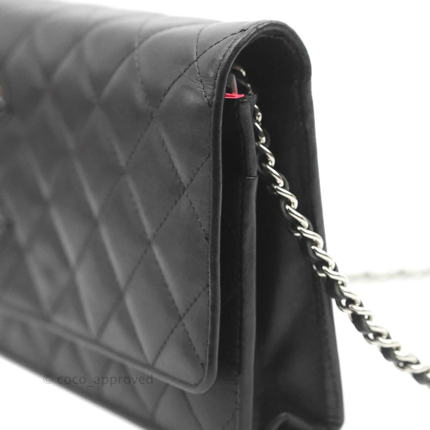Chanel Calfskin Quilted Cambon Wallet on Chain WOC Black Silver Hardware