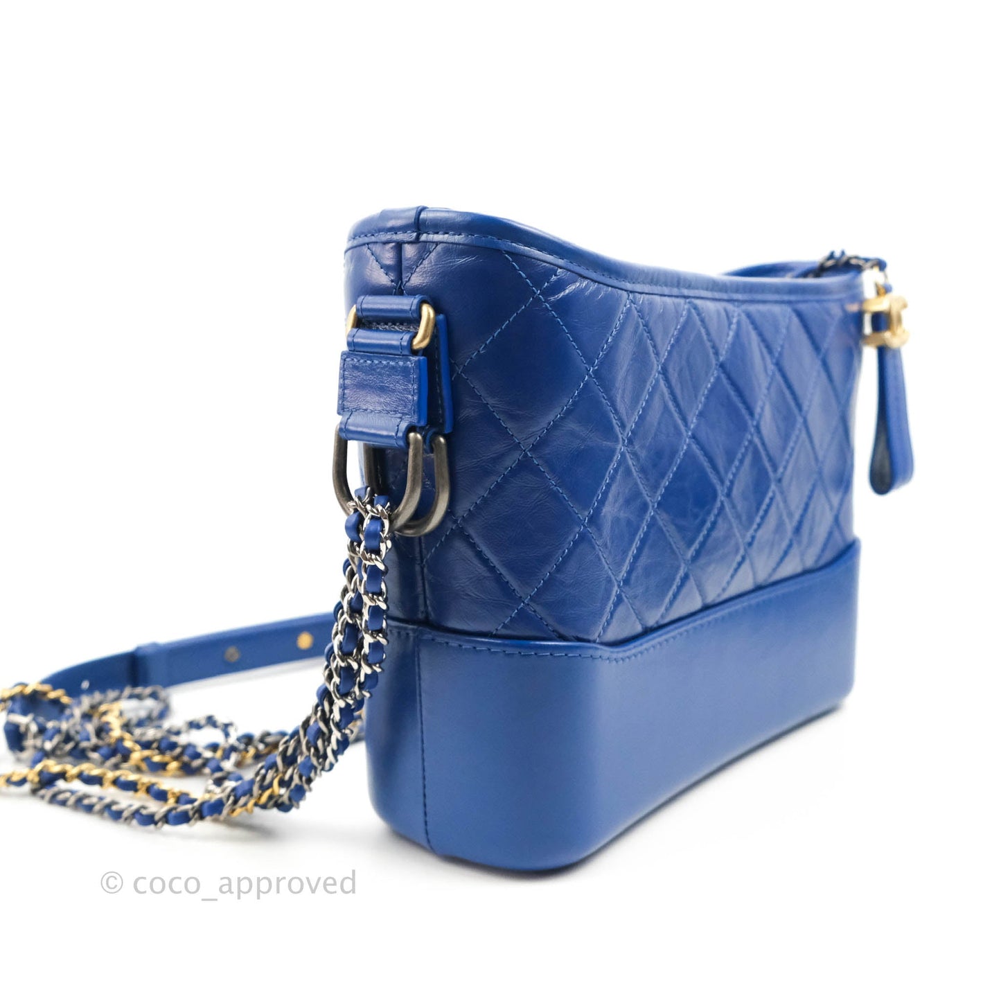Chanel Quilted Small Gabrielle Logo Hobo Blue Aged Calfskin