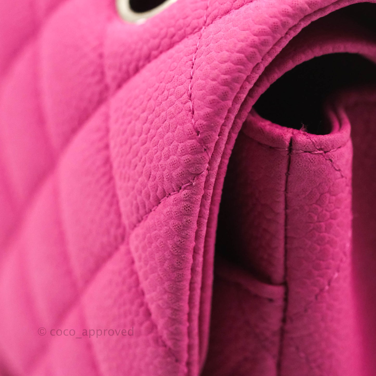 Chanel Classic M/L Medium Flap Quilted Pink Matte Caviar Silver Hardware
