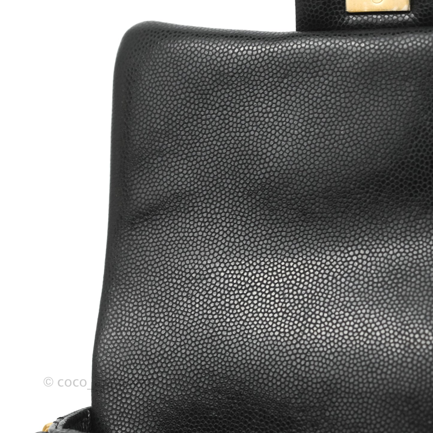 Chanel Mini Flap with Coin Charm Black Caviar Aged Gold Hardware 22A