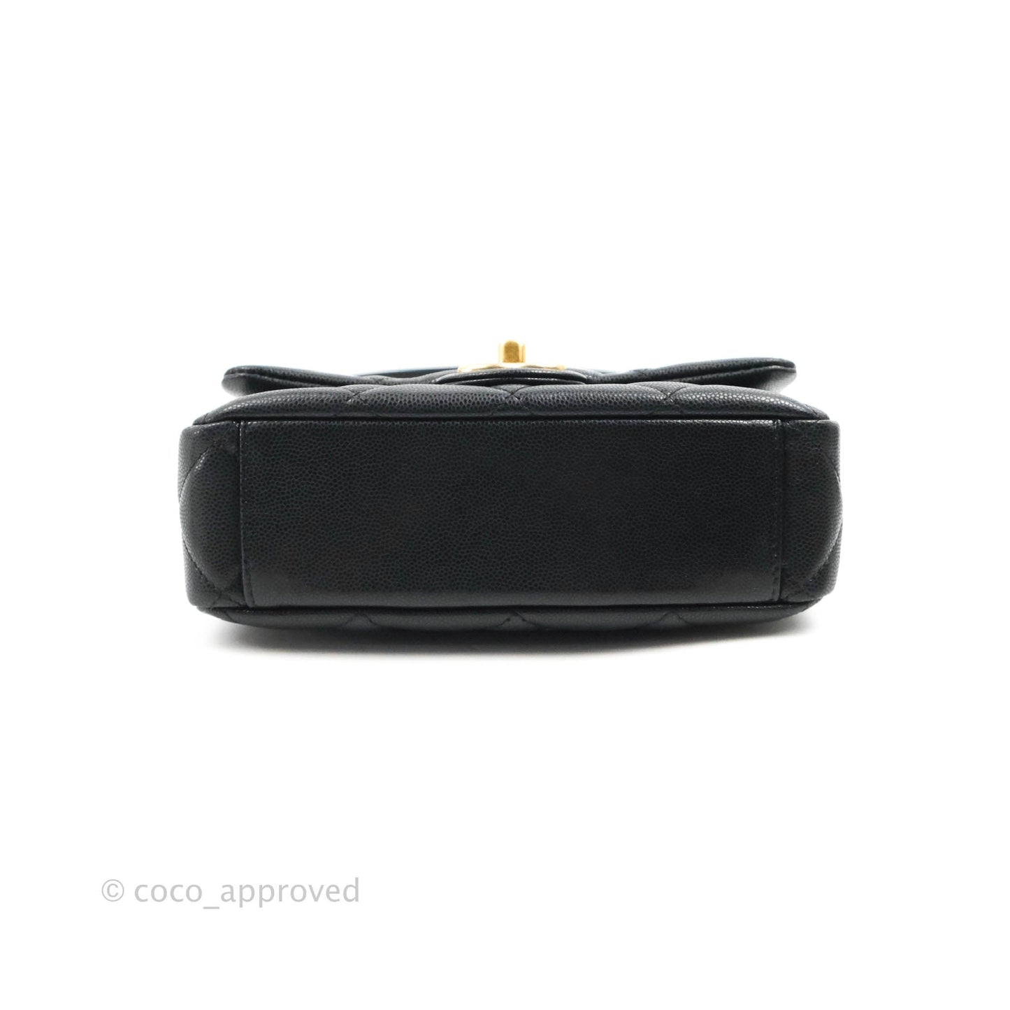 Chanel Small Buttons Gold Coins Flap Bag Black Caviar Aged Gold Hardware