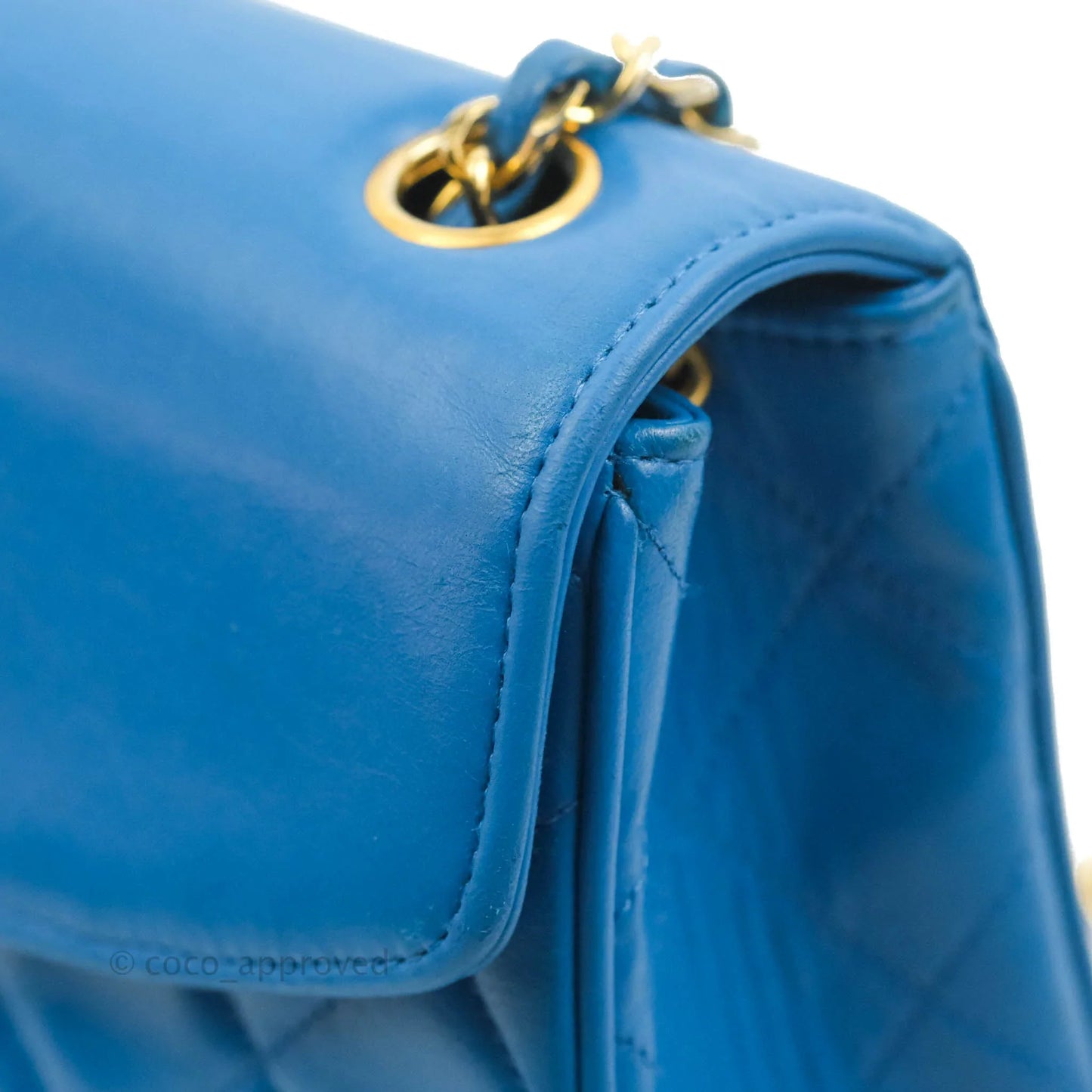 Chanel Vintage Trapezoid Flap Bag Blue Lambskin 24K Gold Hardware