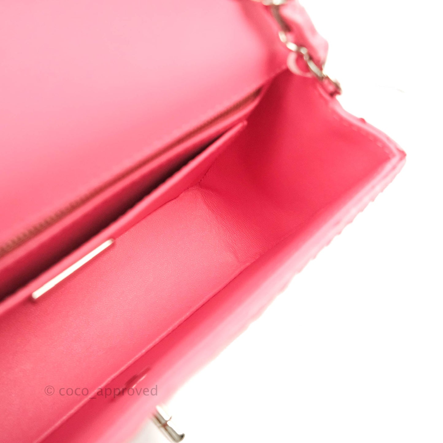 Chanel Quilted Mini Rectangular Python Pink Silver Hardware