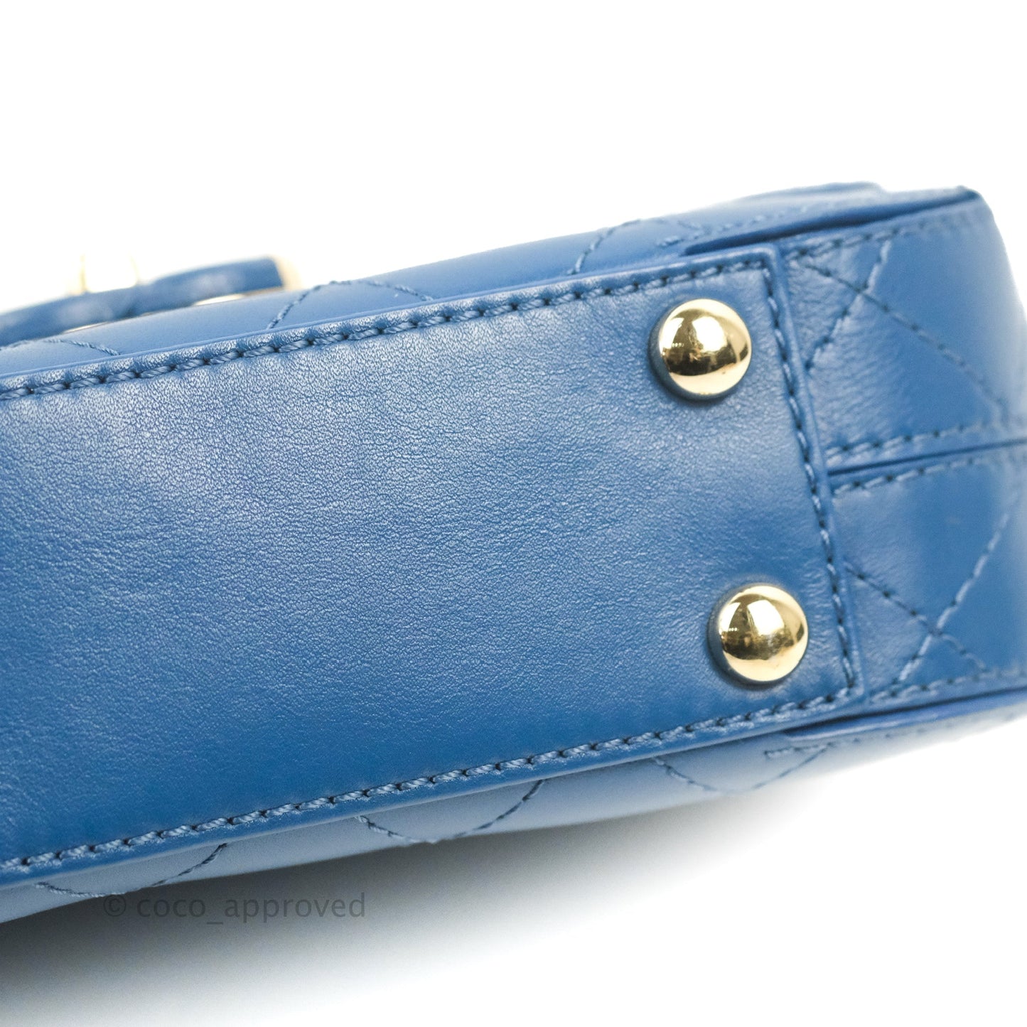 Chanel Blue Quilted Leather Small Frame In Flap Bag