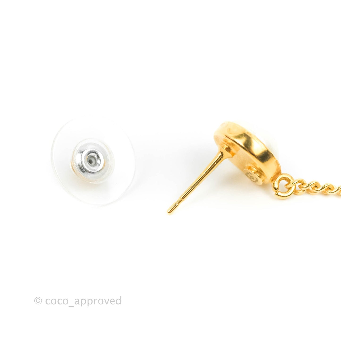 Chanel Chanel Perfume Rhinestone Pearl Long Drop Earrings Gold Tone 20A