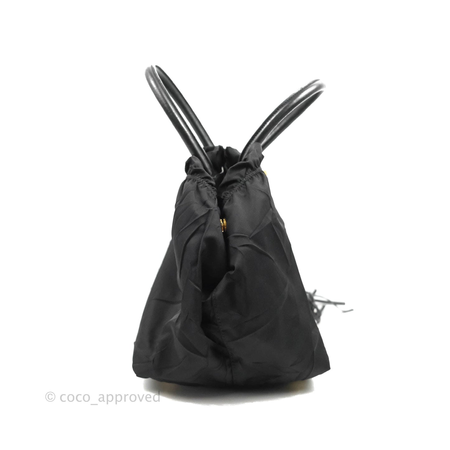 Prada Black Nylon Tassel Tote Bag Gold Hardware