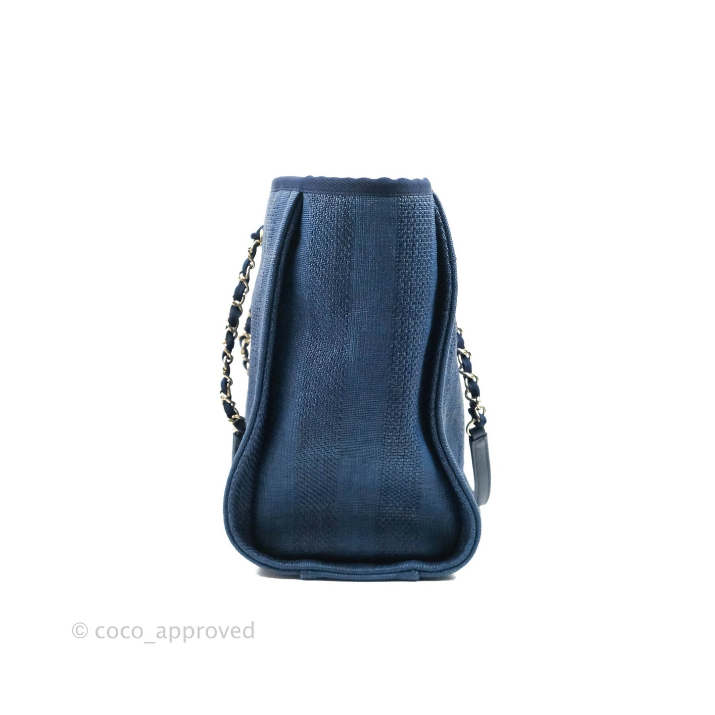 Chanel Canvas Deauville Medium Tote Blue Stripe