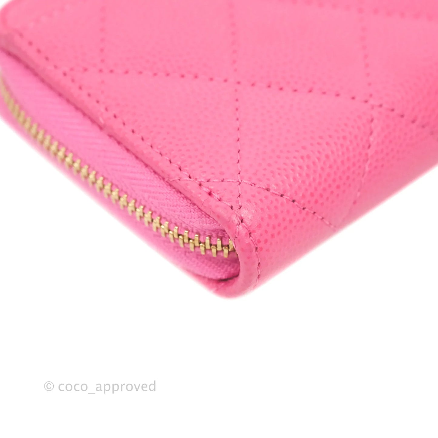 Chanel Classic Zipped Coin Purse Pink Caviar Gold Hardware