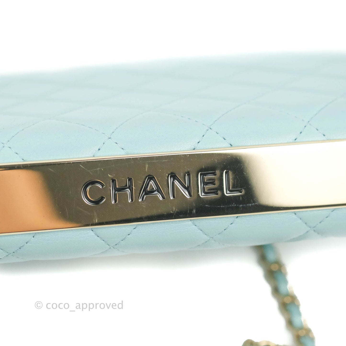 Chanel Trendy CC Quilted Wallet on Chain WOC Tiffany Blue Lambskin Gold Hardware