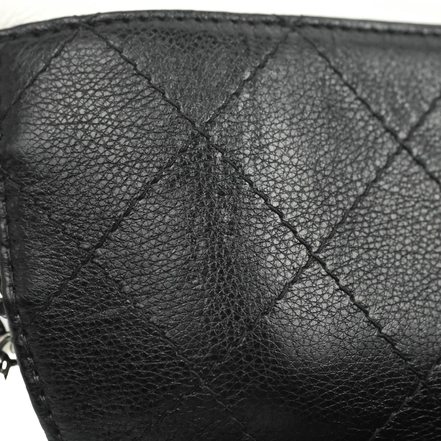 Chanel Small Gabrielle Drawstring Bag White Black Calfskin