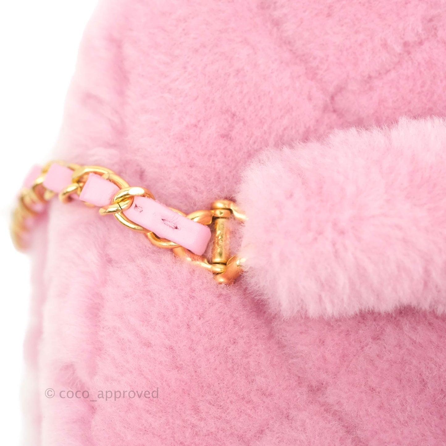 Chanel Small Vanity Case Pink Shearling Lambskin Gold Hardware 22A