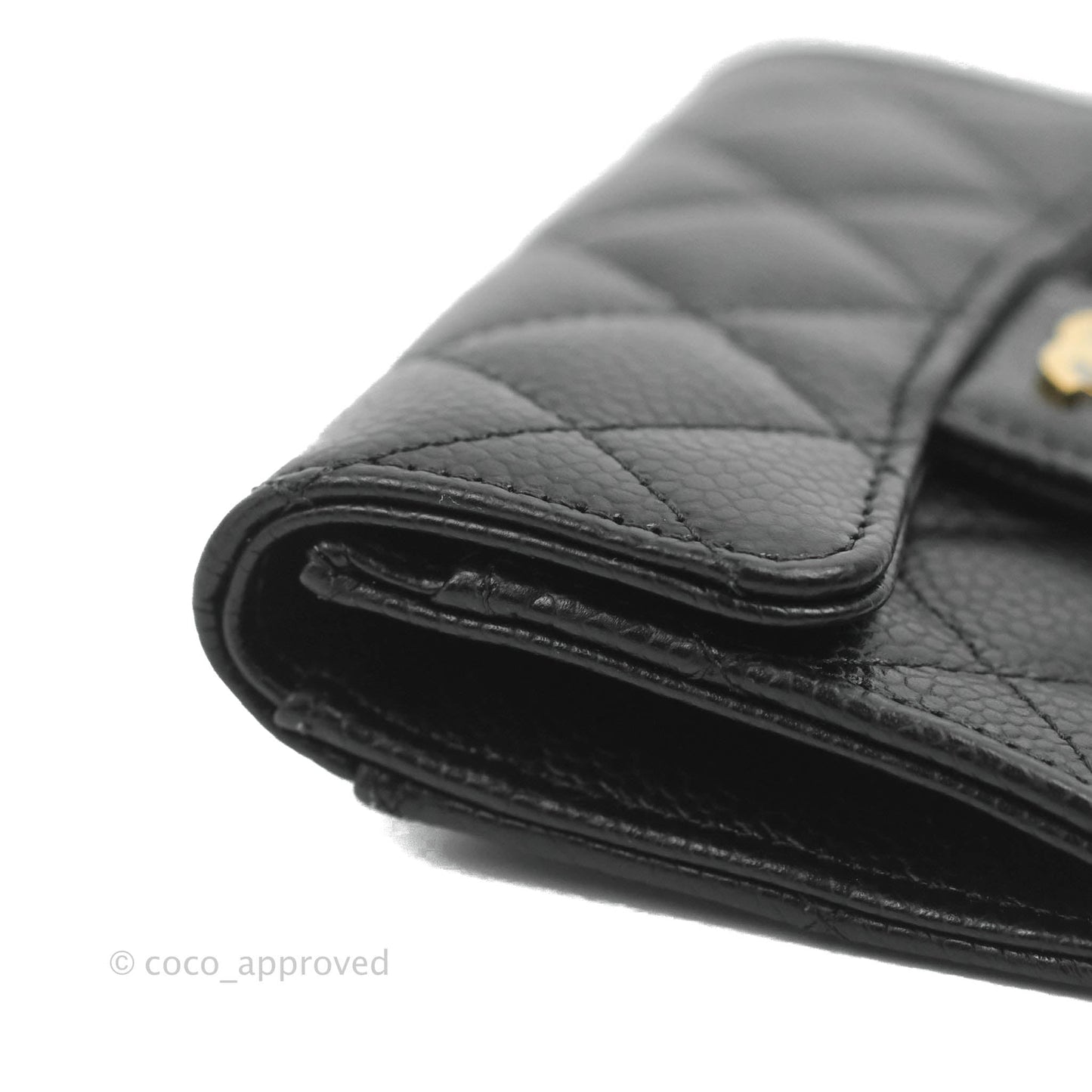 Chanel Quilted Flap Card Holder Black Caviar Gold Hardware