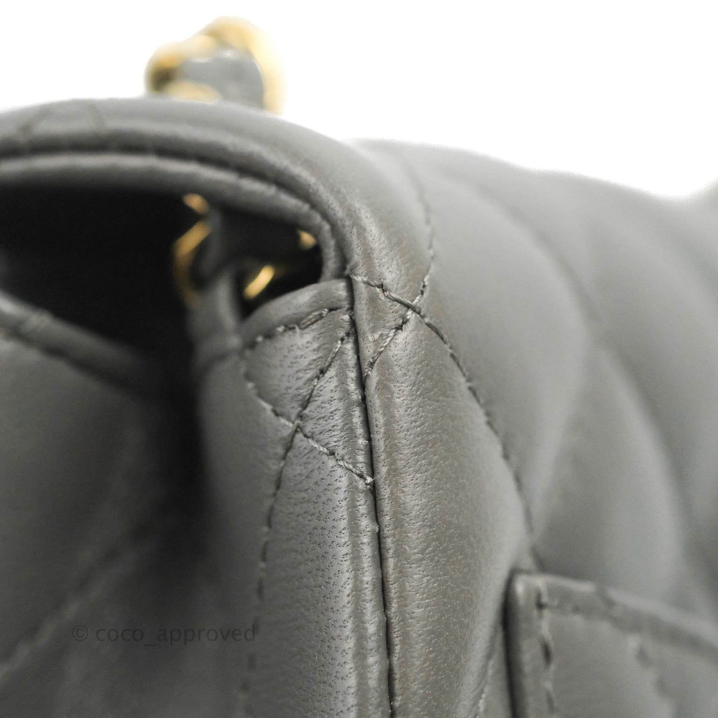Chanel Quilted Mini Square Grey Lambskin Gold Hardware