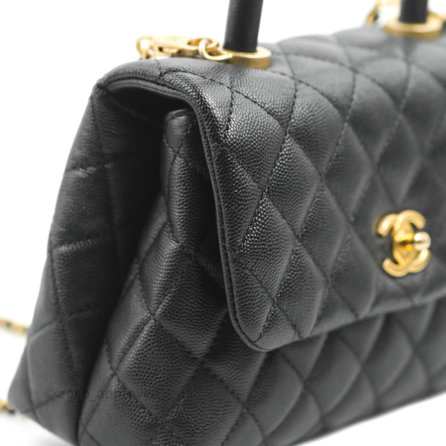 Chanel Small Coco Handle Black Caviar Aged Gold Hardware