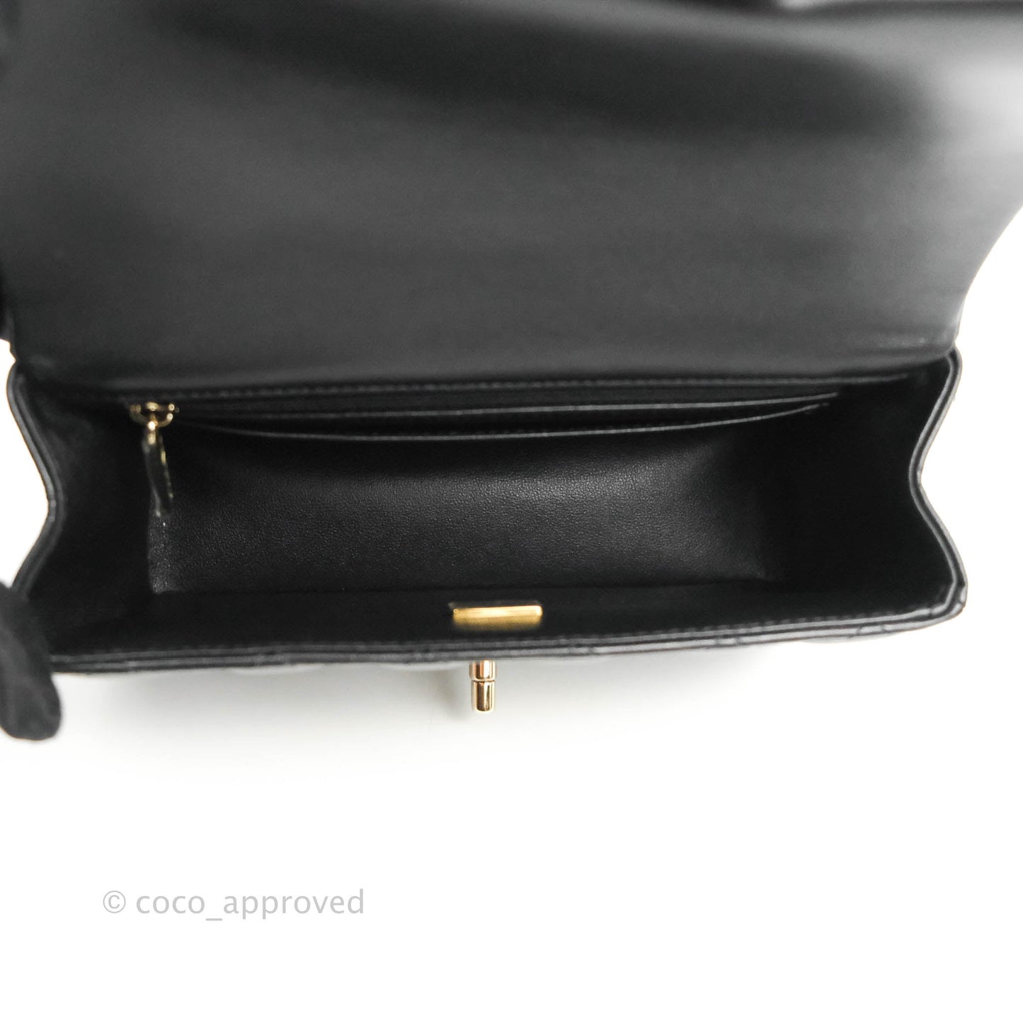 Chanel Top Handle Mini Rectangular Flap Bag Black Lambskin Gold Hardware