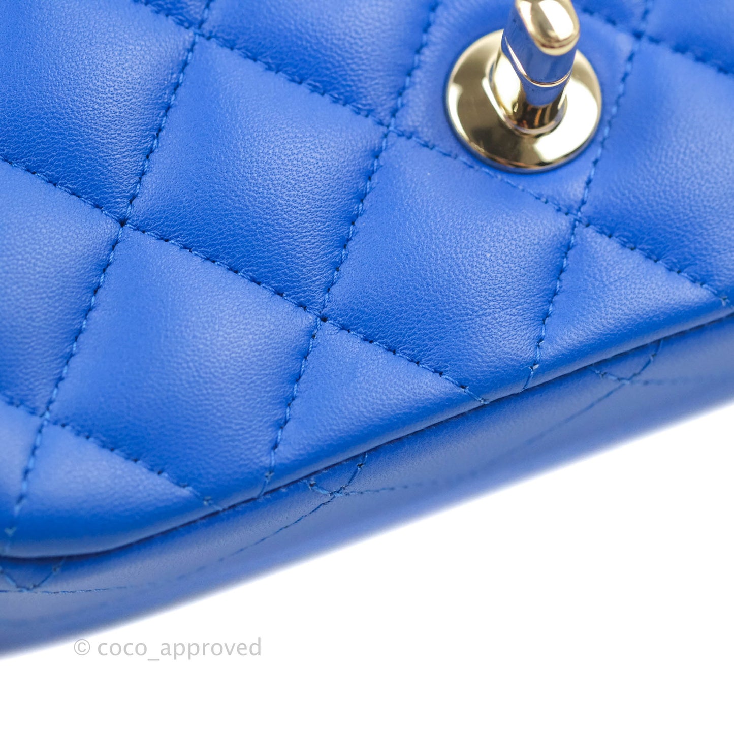 Chanel Mini Square Blue Lambskin Gold Hardware