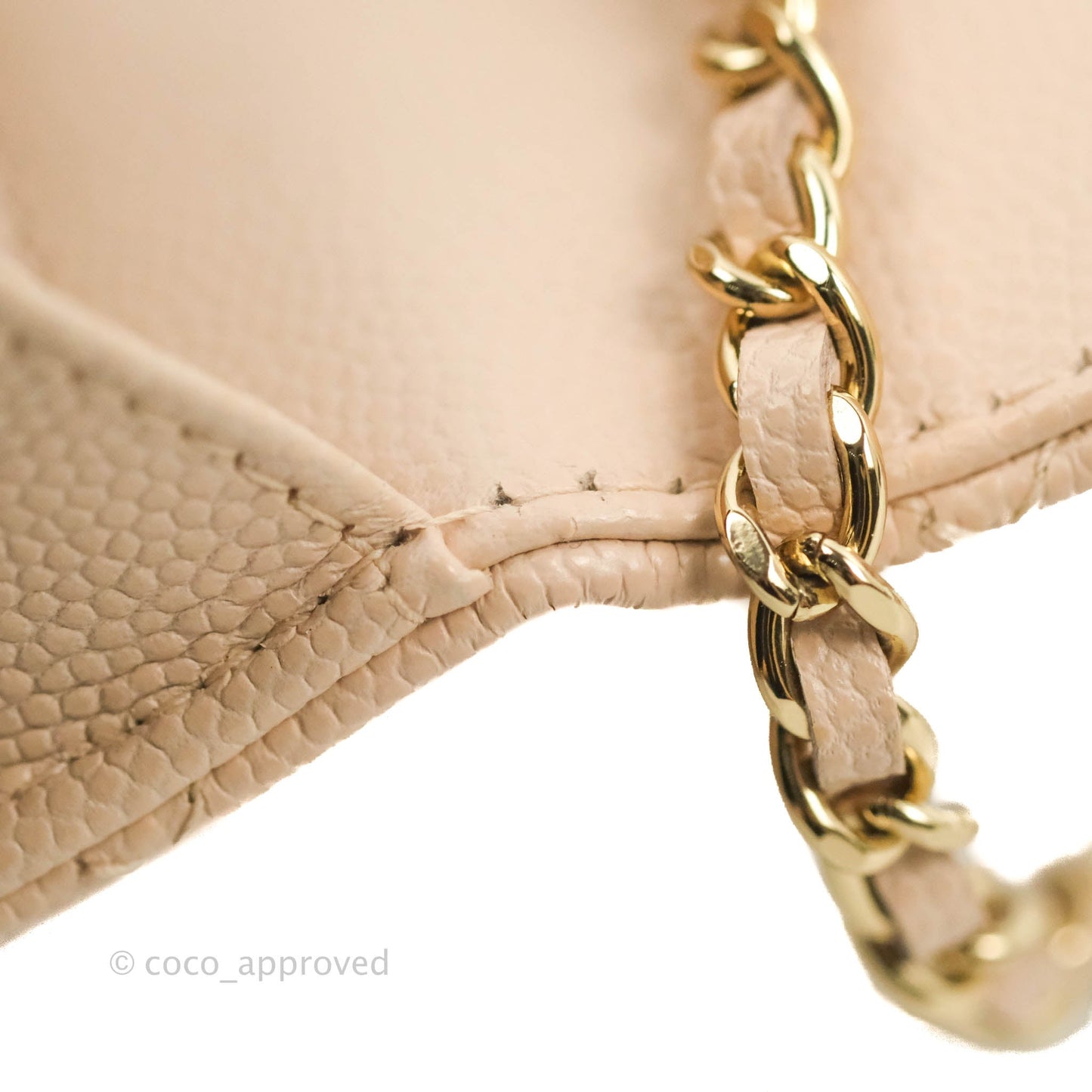 Chanel Quilted Golden Class Wallet on Chain WOC Light Beige Caviar Gold Hardware