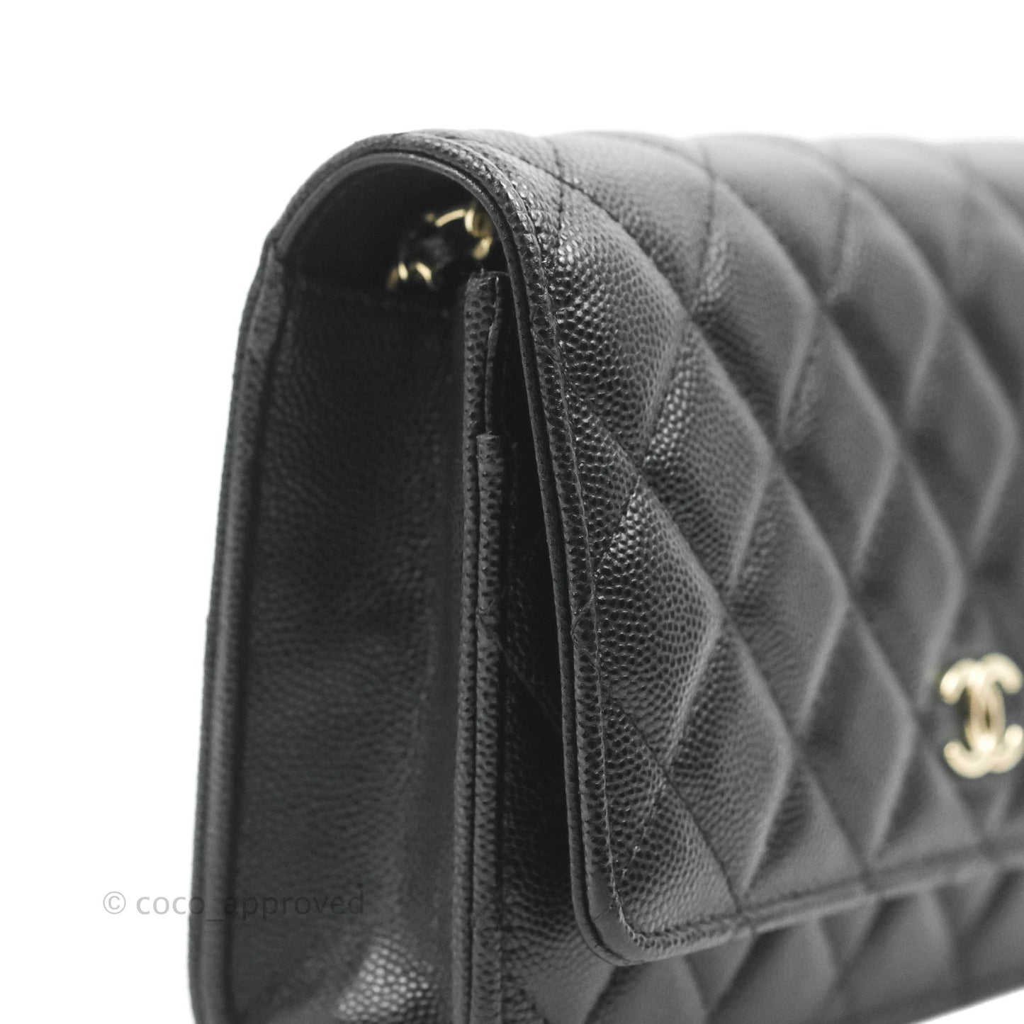 Chanel Quilted WOC Black Caviar Gold Hardware With Charms
