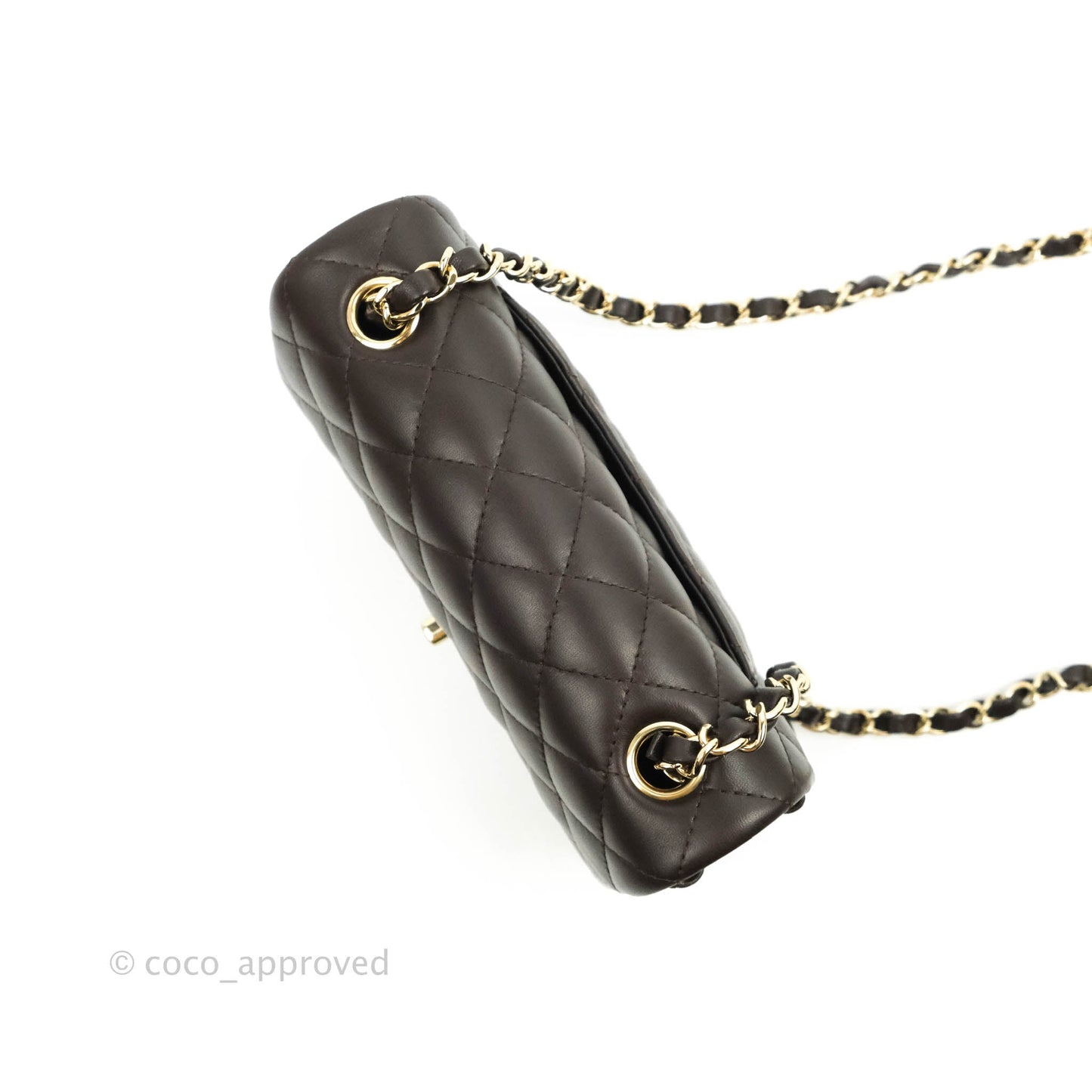 Chanel Quilted Mini Rectangular Chocolate Brown Lambskin Gold Hardware
