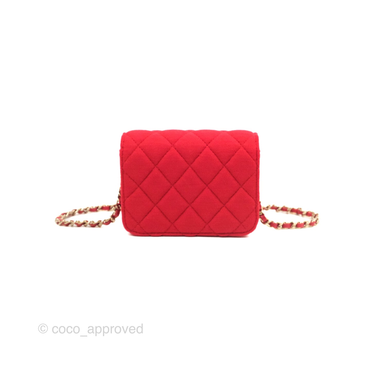 Chanel Mini Clutch With Chain Red Cotton Gold Hardware