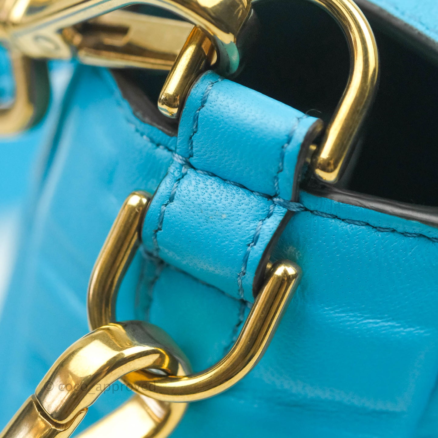 Fendi Medium Baguette Bag Blue Calfskin Gold Hardware