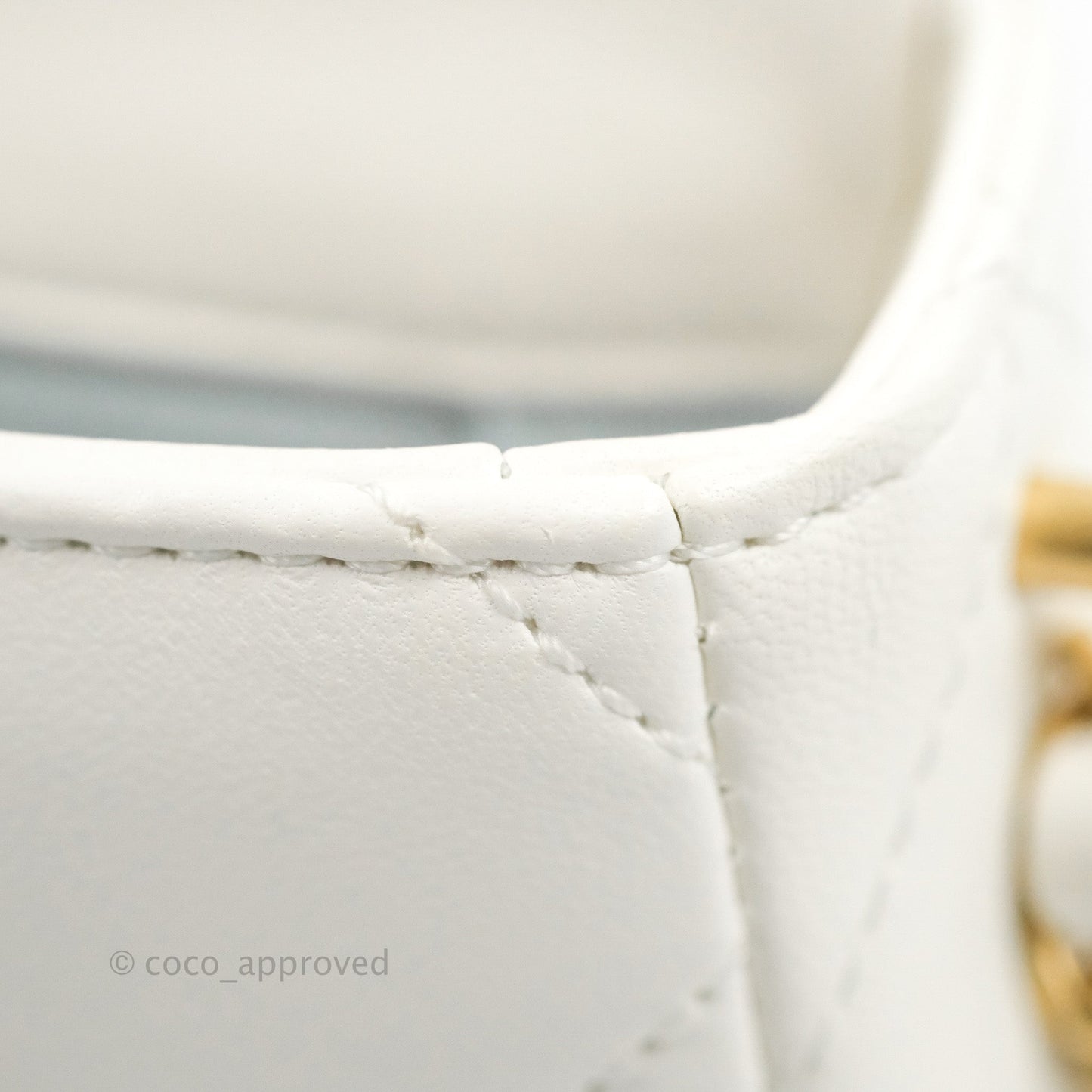 Chanel Quilted My Perfect Mini With Pearl White Lambskin Aged Gold Hardware