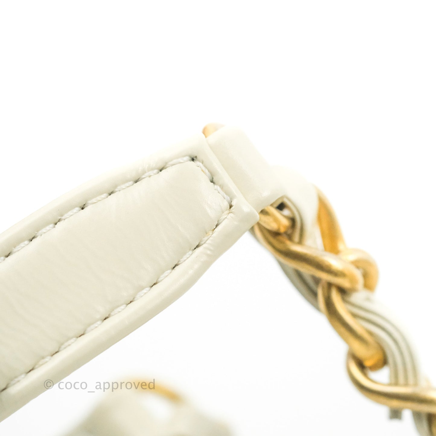 Chanel CC Small Drawstring Bucket Bag White Calfskin Aged Gold Hardware