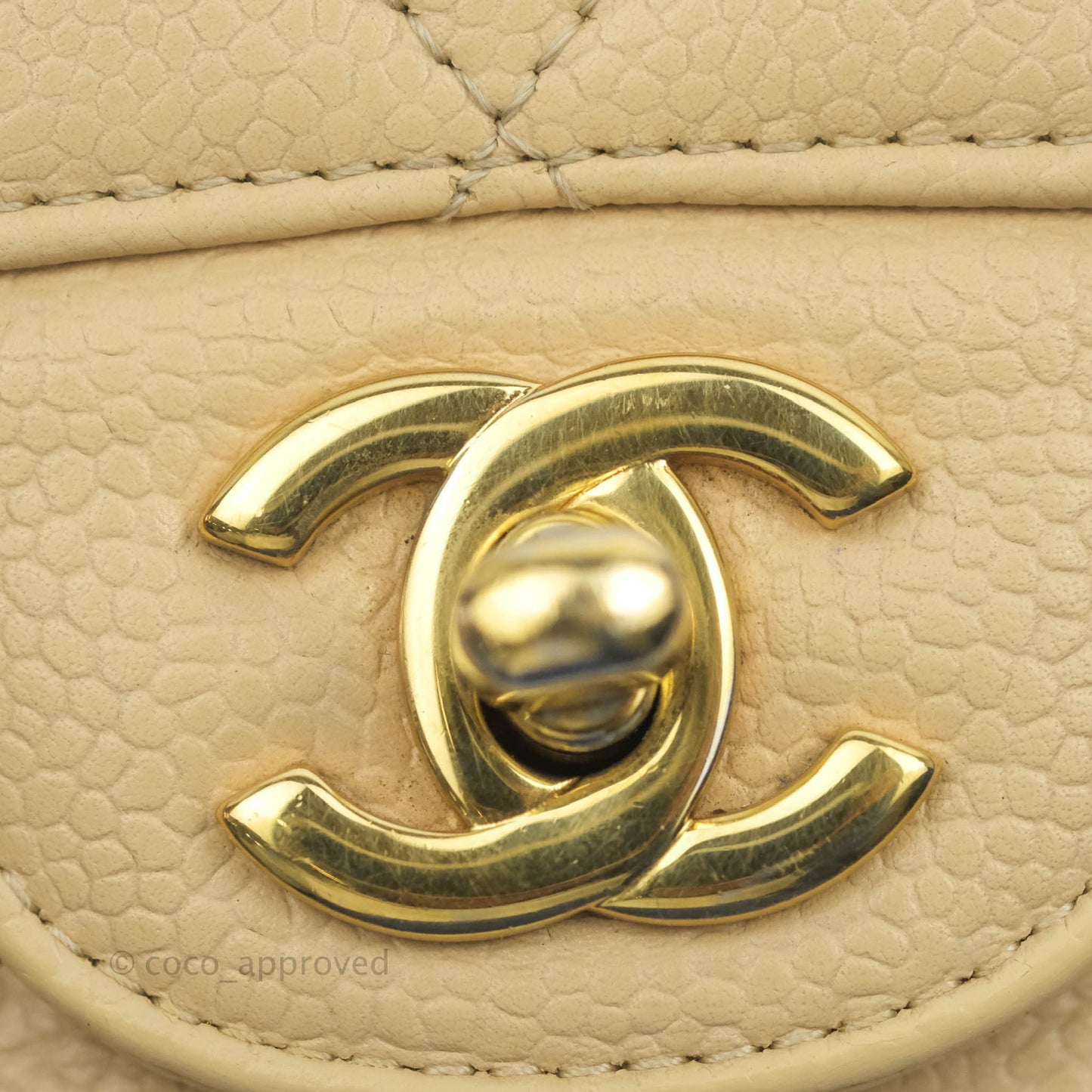 Chanel Classic Medium Flap Quilted Beige Caviar Gold Hardware
