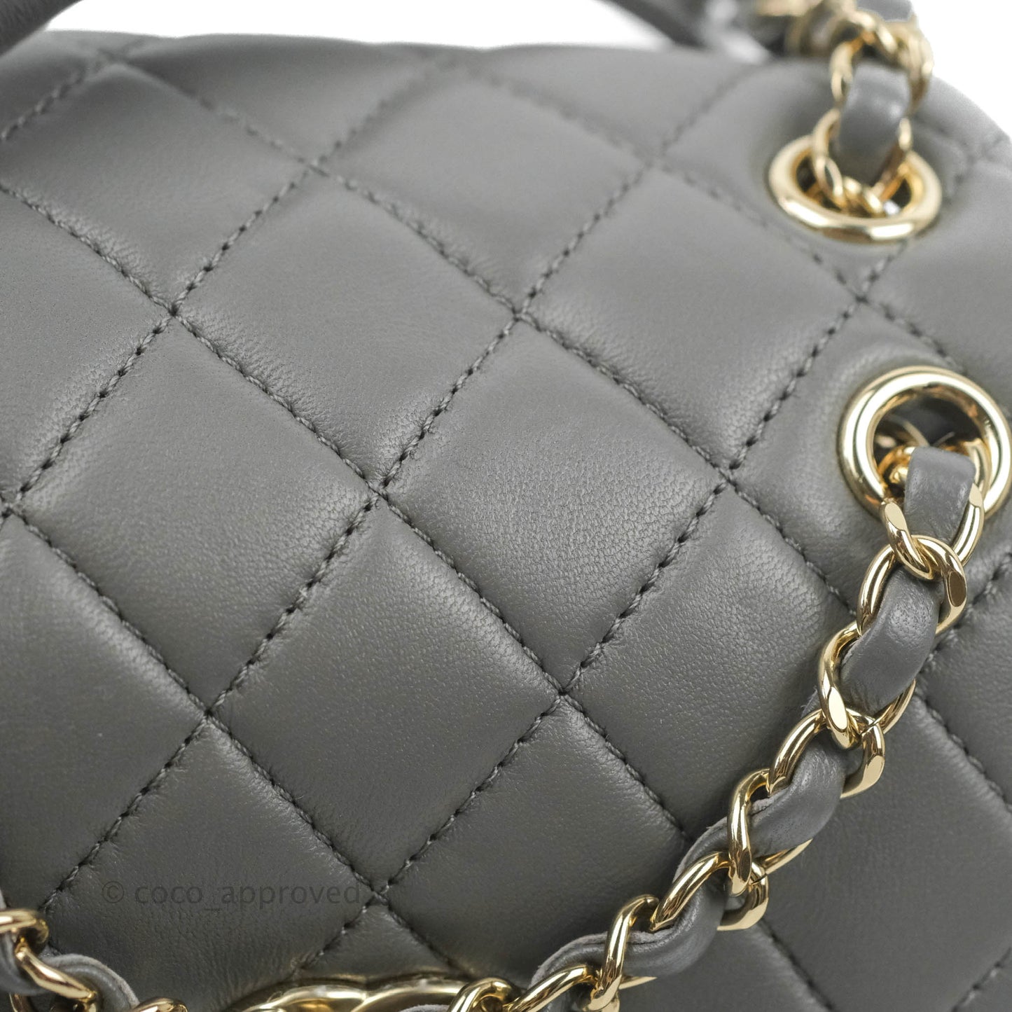 Chanel Quilted Small Duma Drawstring Backpack Grey Lambskin Gold Hardware 22A