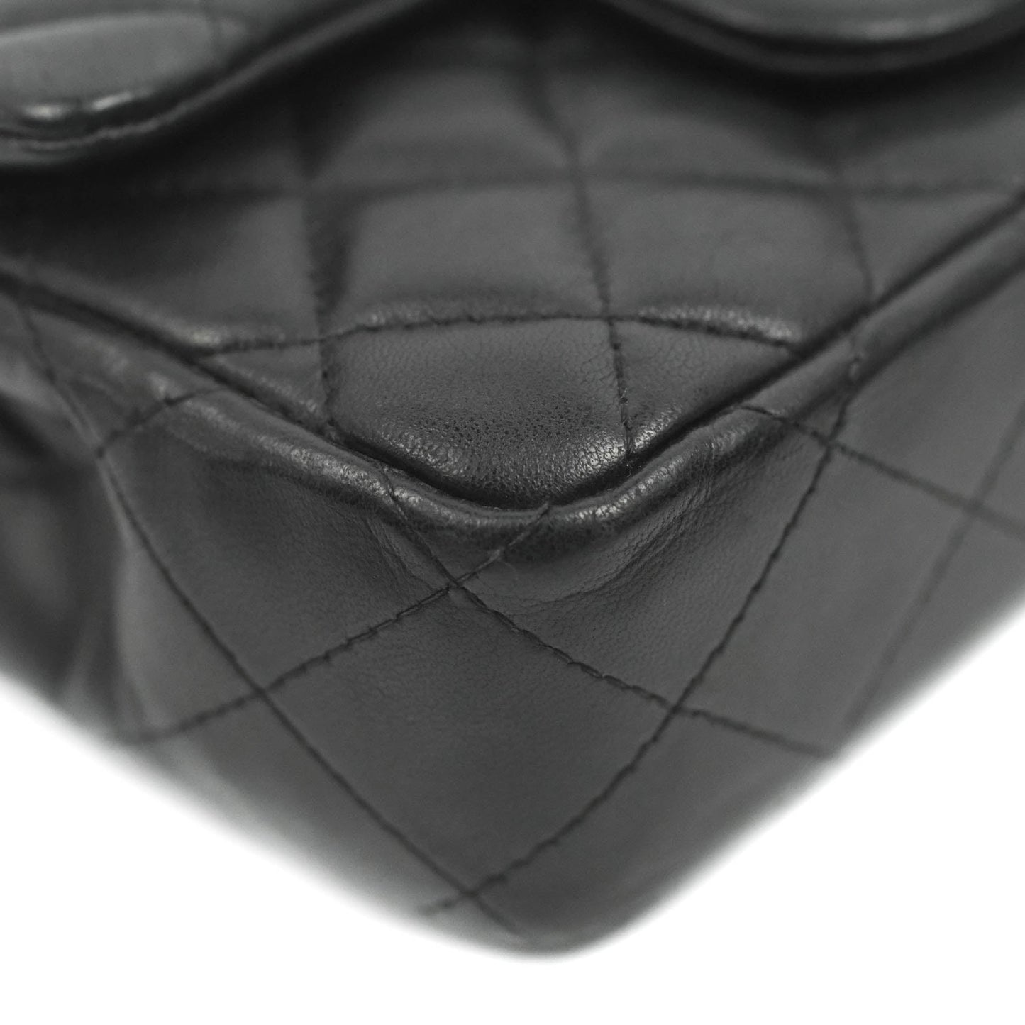 Chanel Quilted Extra Mini Rectangular Flap Black Lambskin Silver Hardware