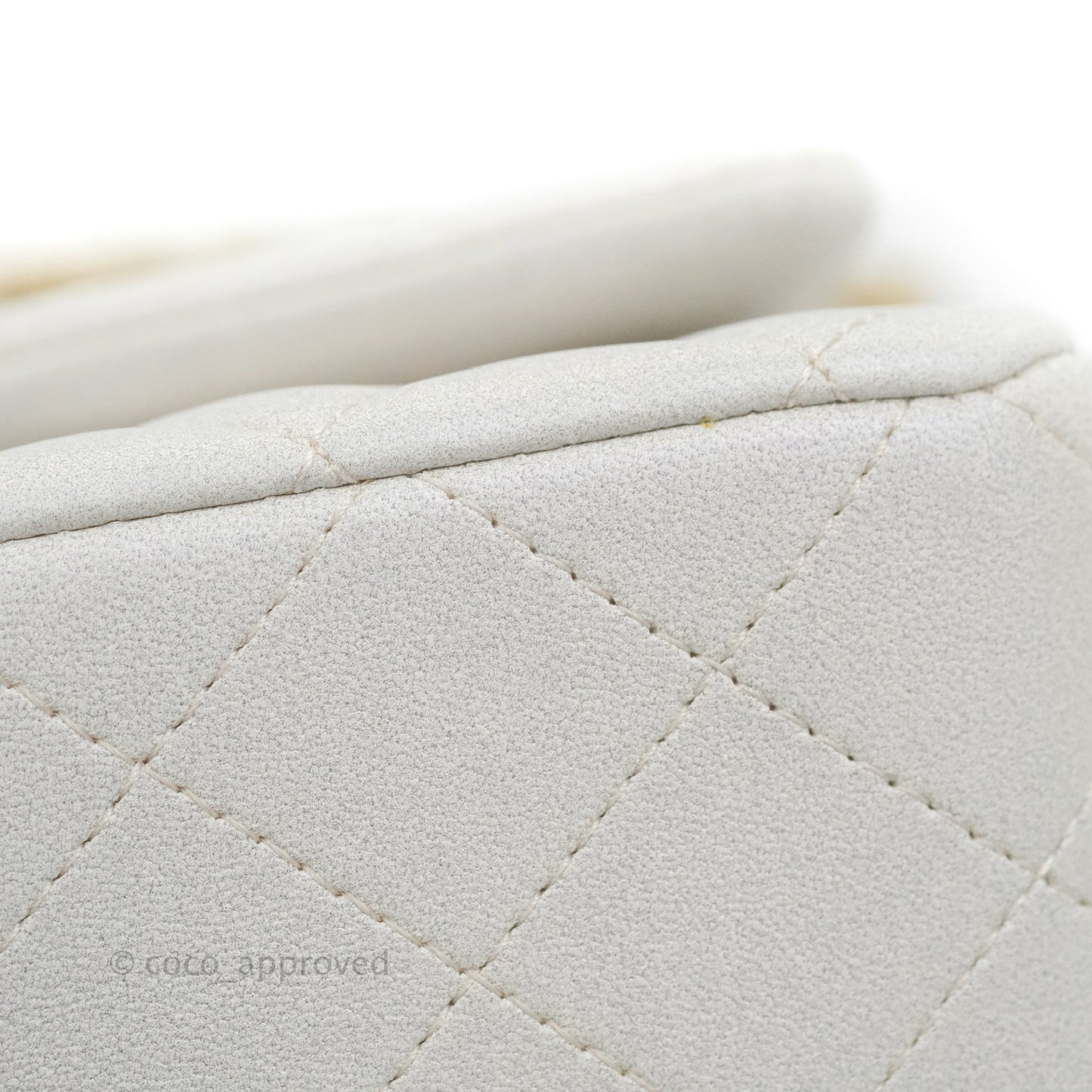 Chanel Top Handle Mini Rectangular Flap Bag Iridescent White Lambskin Aged Gold Hardware