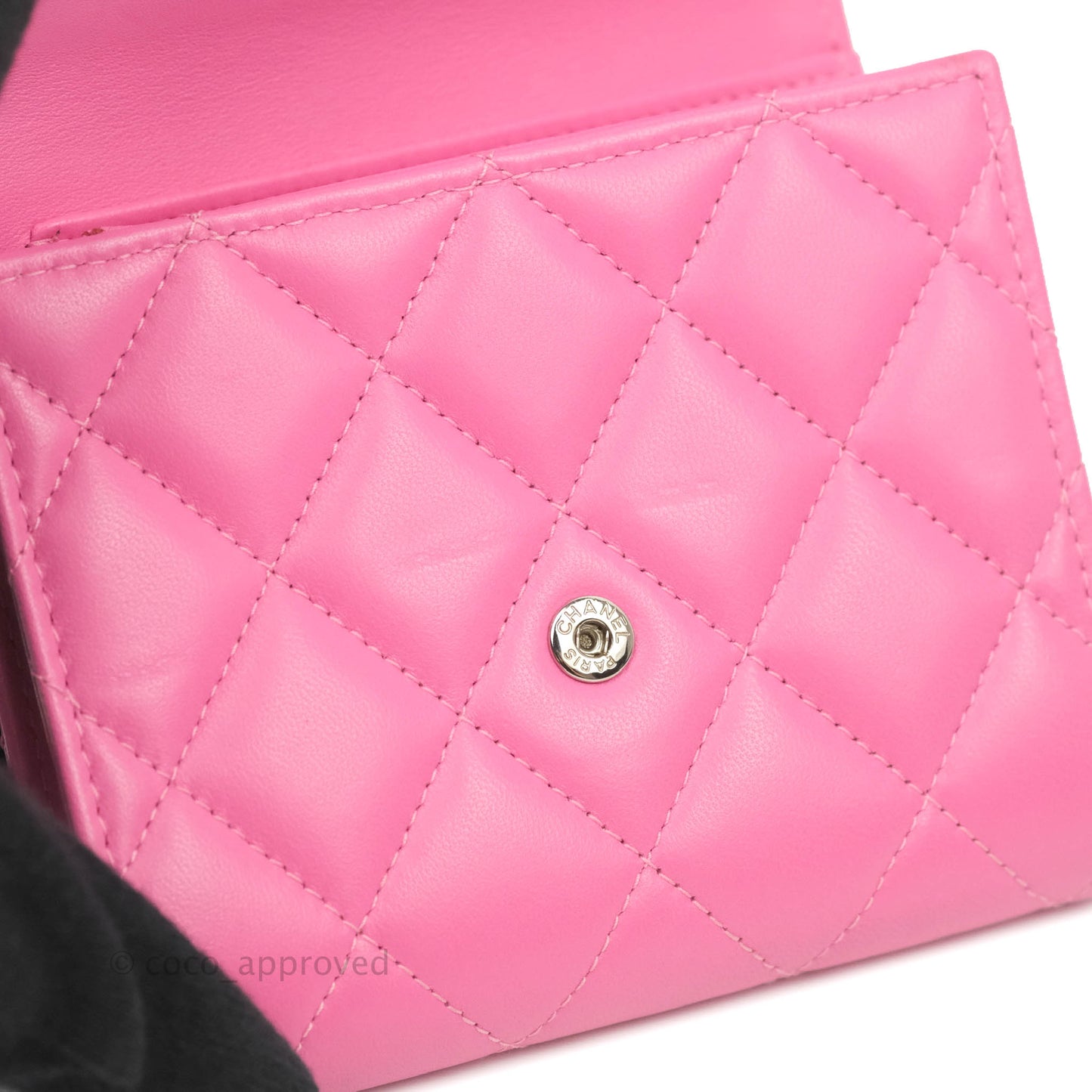 Chanel Classic Flap Wallet Pink Lambskin Silver Hardware