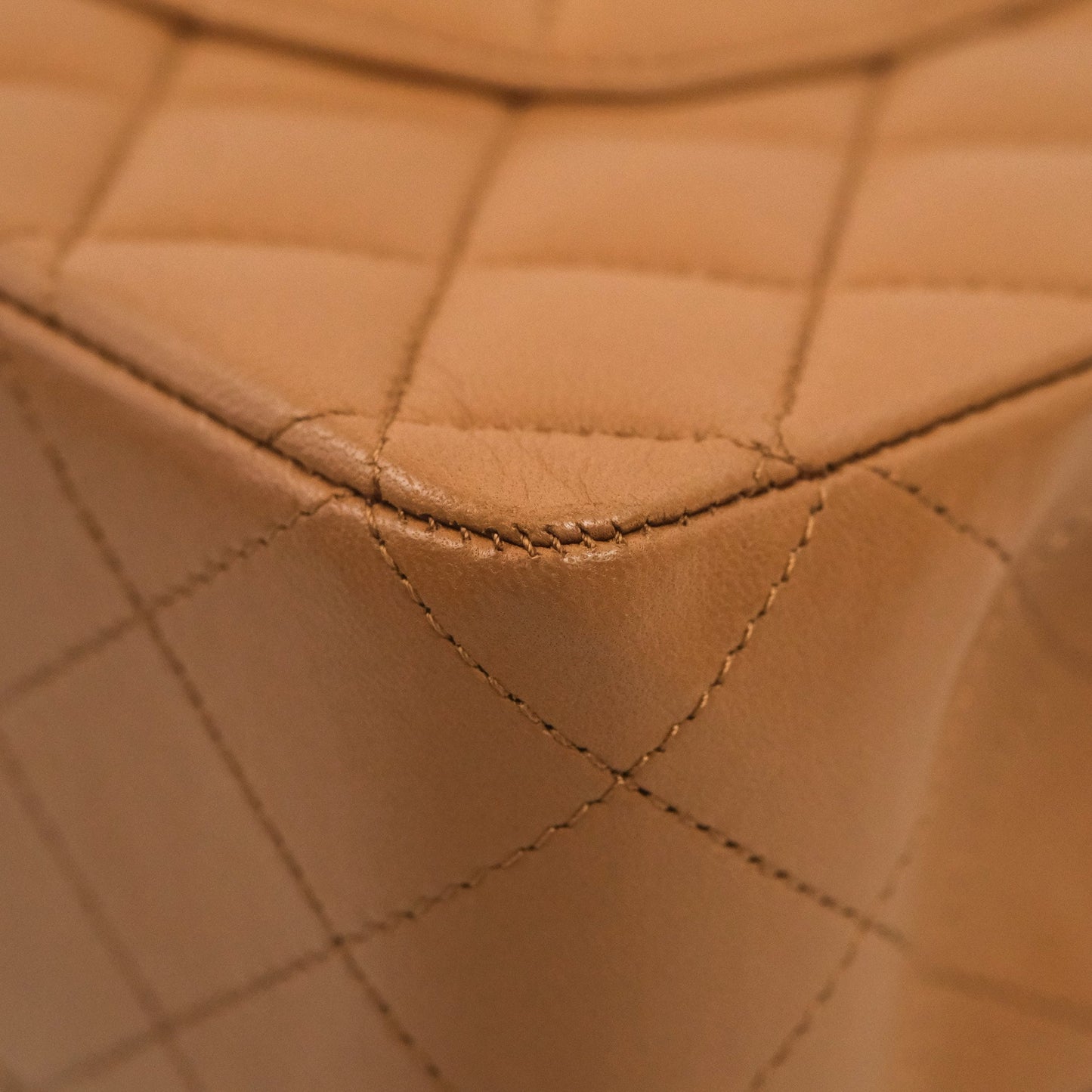 Chanel Classic M/L Medium Flap Quilted Dark Beige Caramel Lambskin Gold Hardware