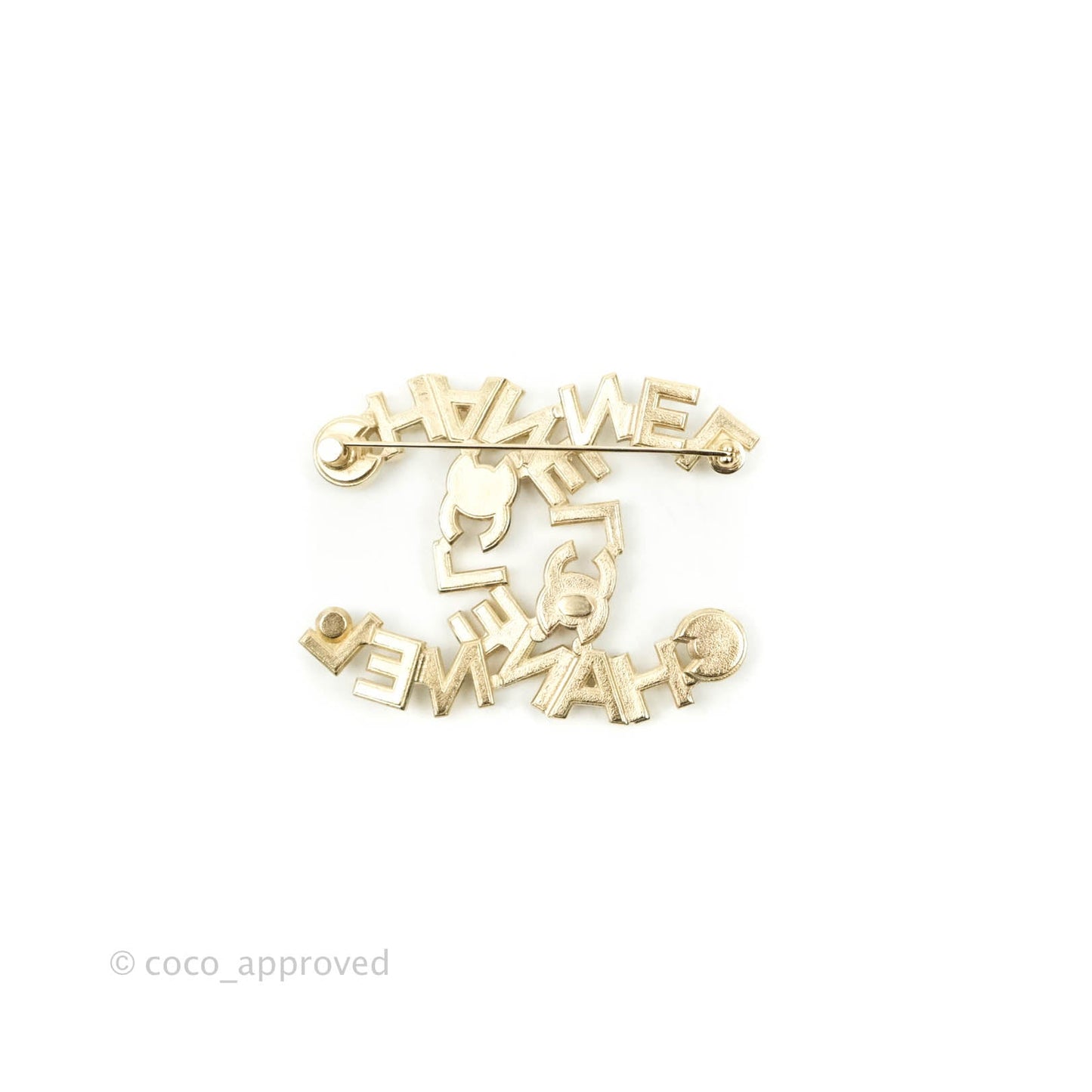 Chanel CC Crystal Pearl Brooch Gold Tone 20B